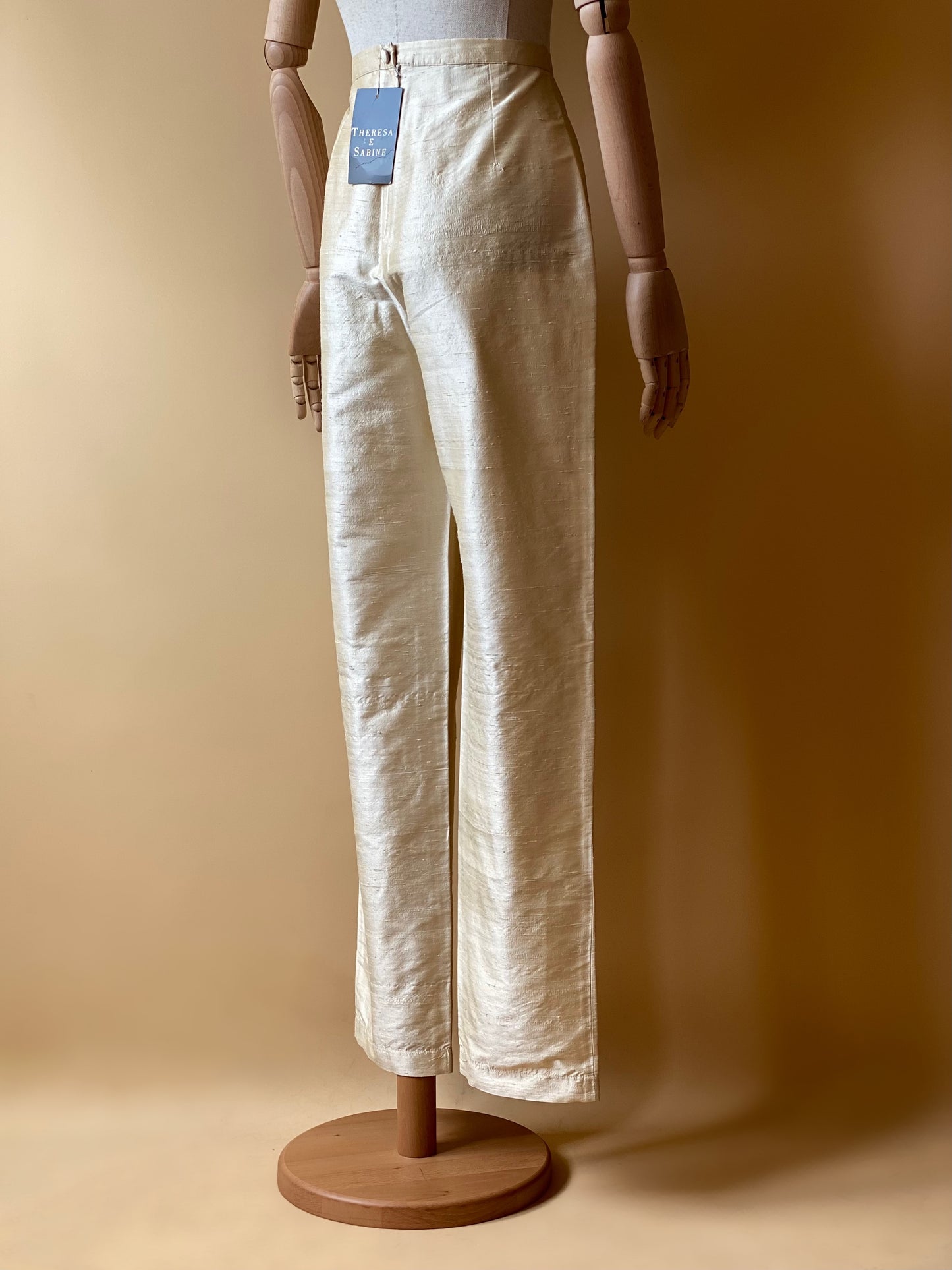 Vintage Pure Silk Ivory Trousers