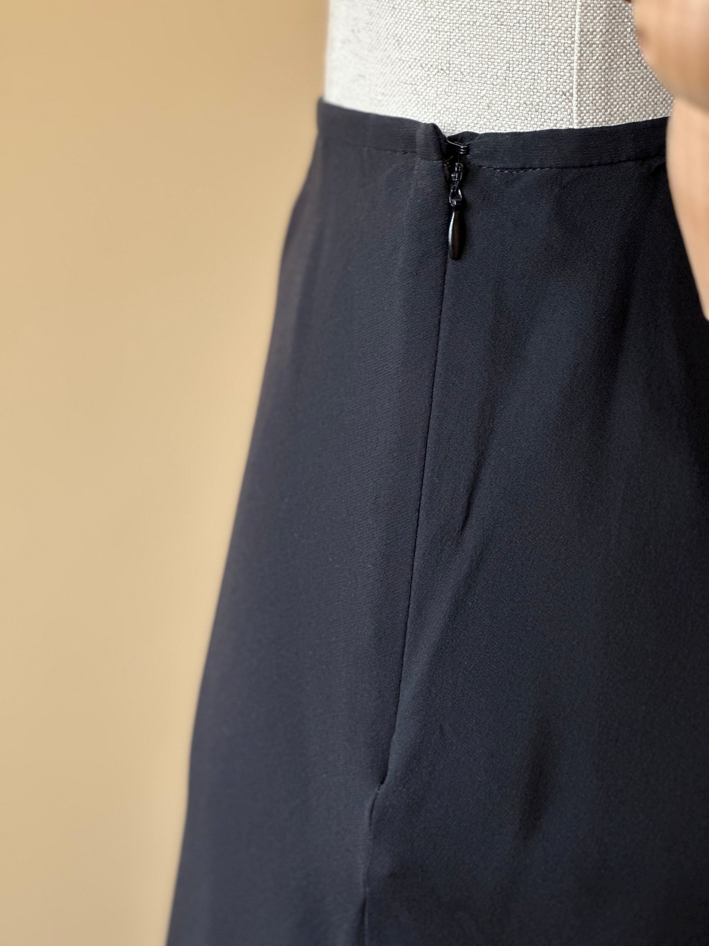 Black Silk Midi Skirt