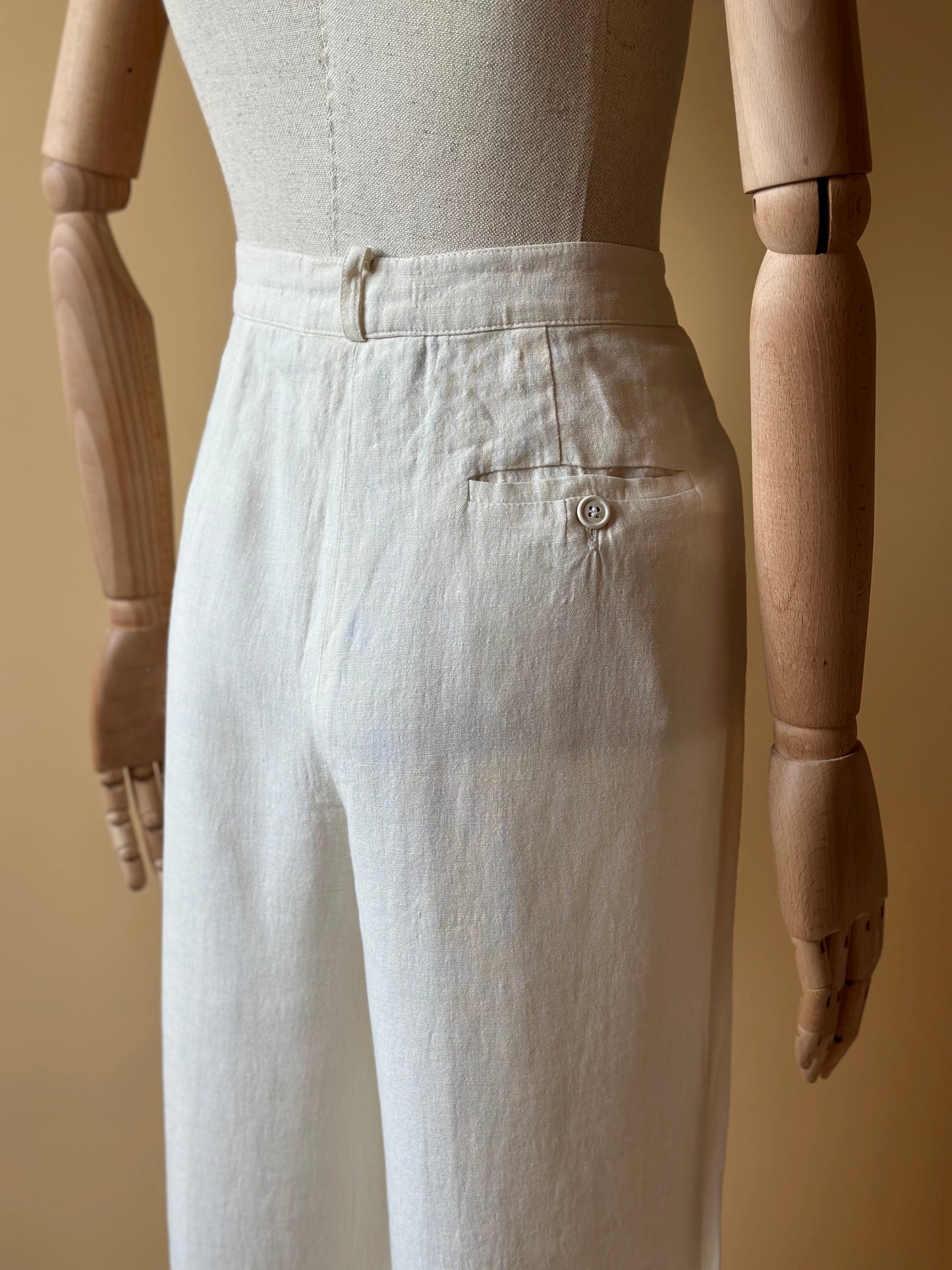 Vintage Max Mara Beige Linen Trousers