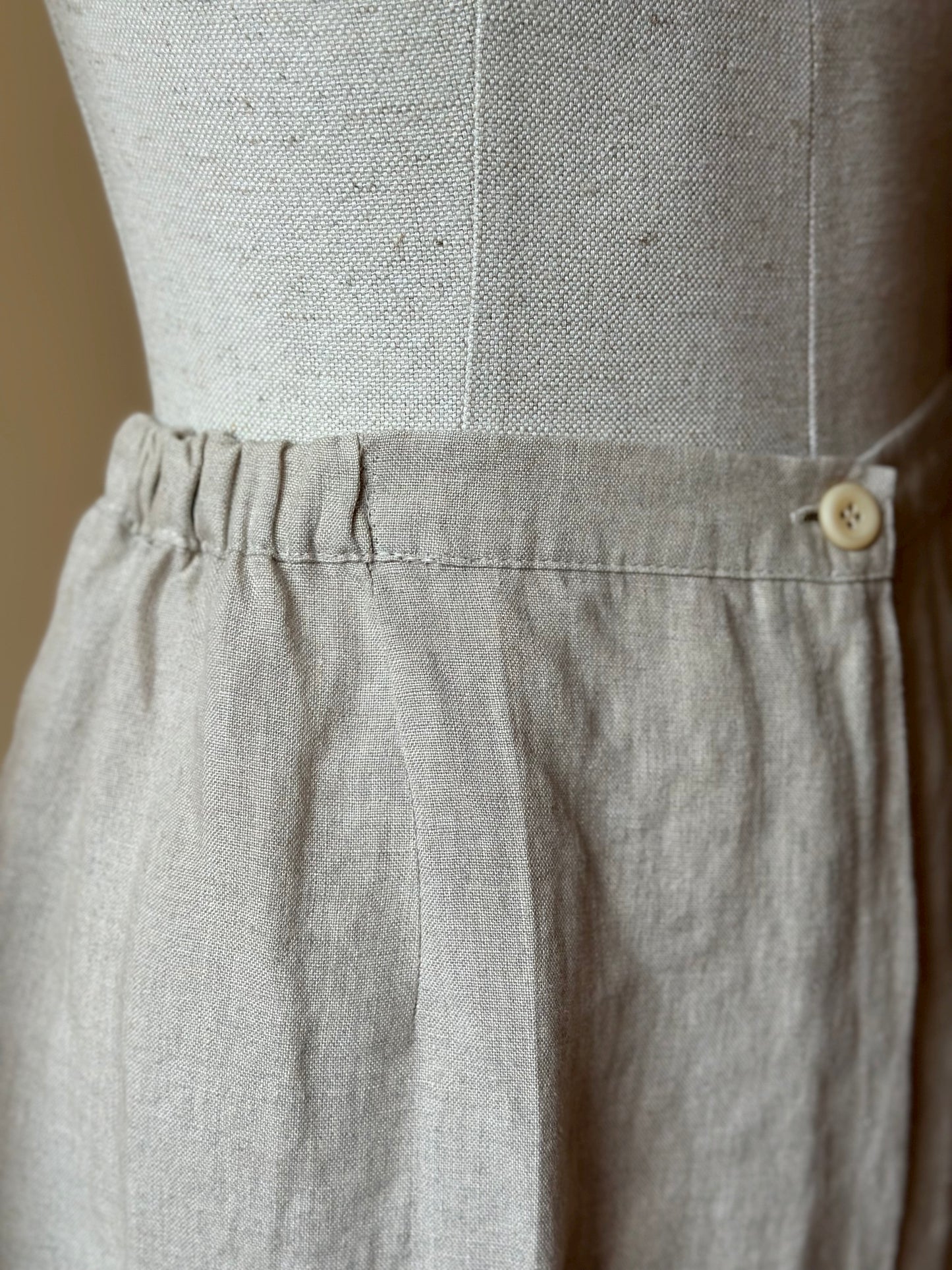 Vintage Sand Beige Linen Trousers