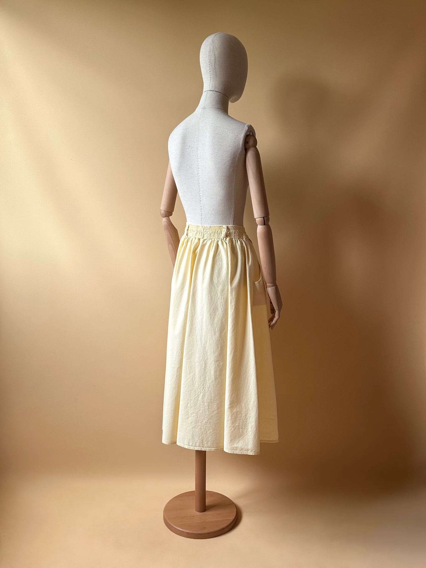 Vintage Custard Yellow Midi Skirt