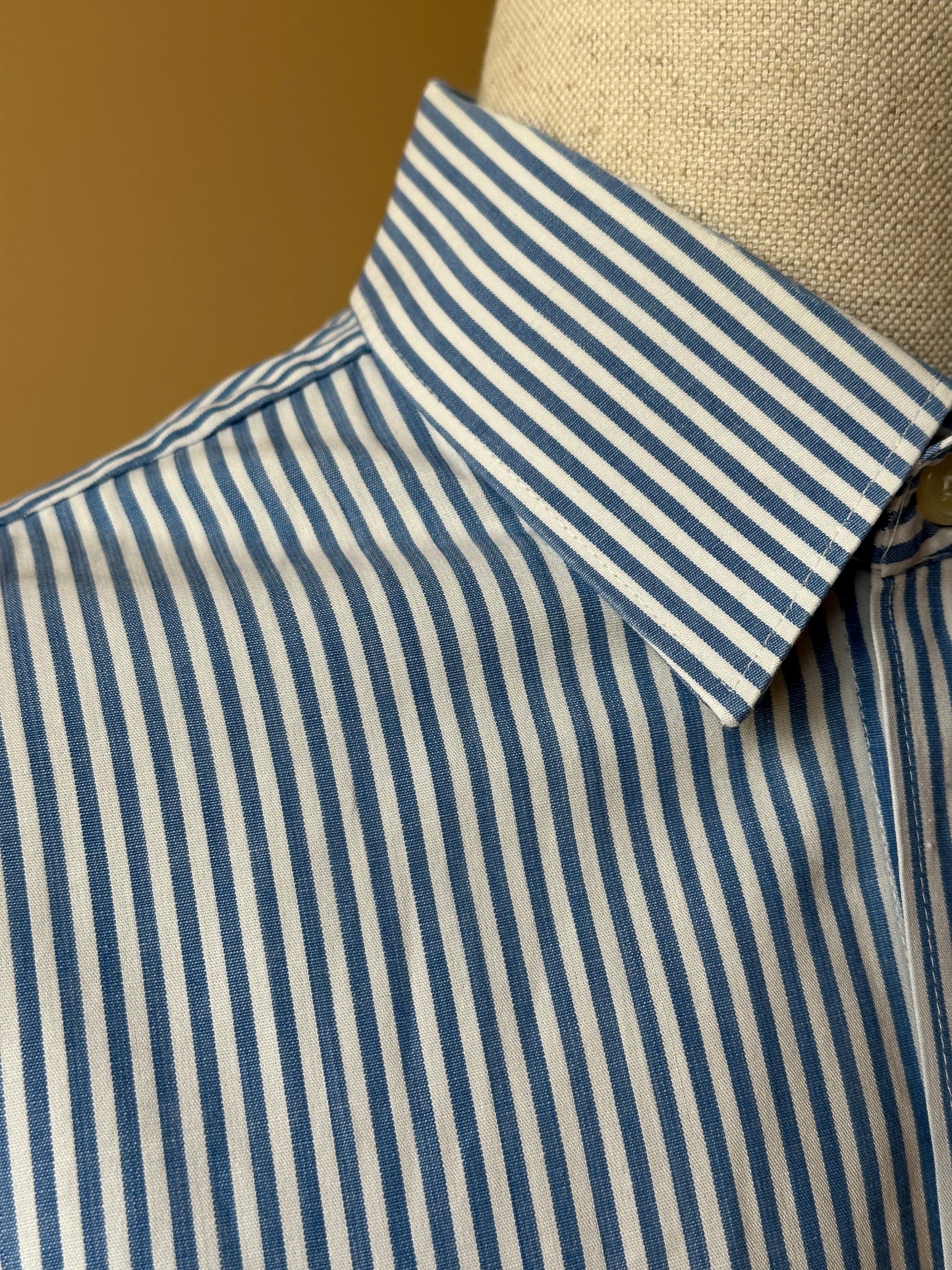 Vintage Short-Sleeved Blue & White Striped Shirt
