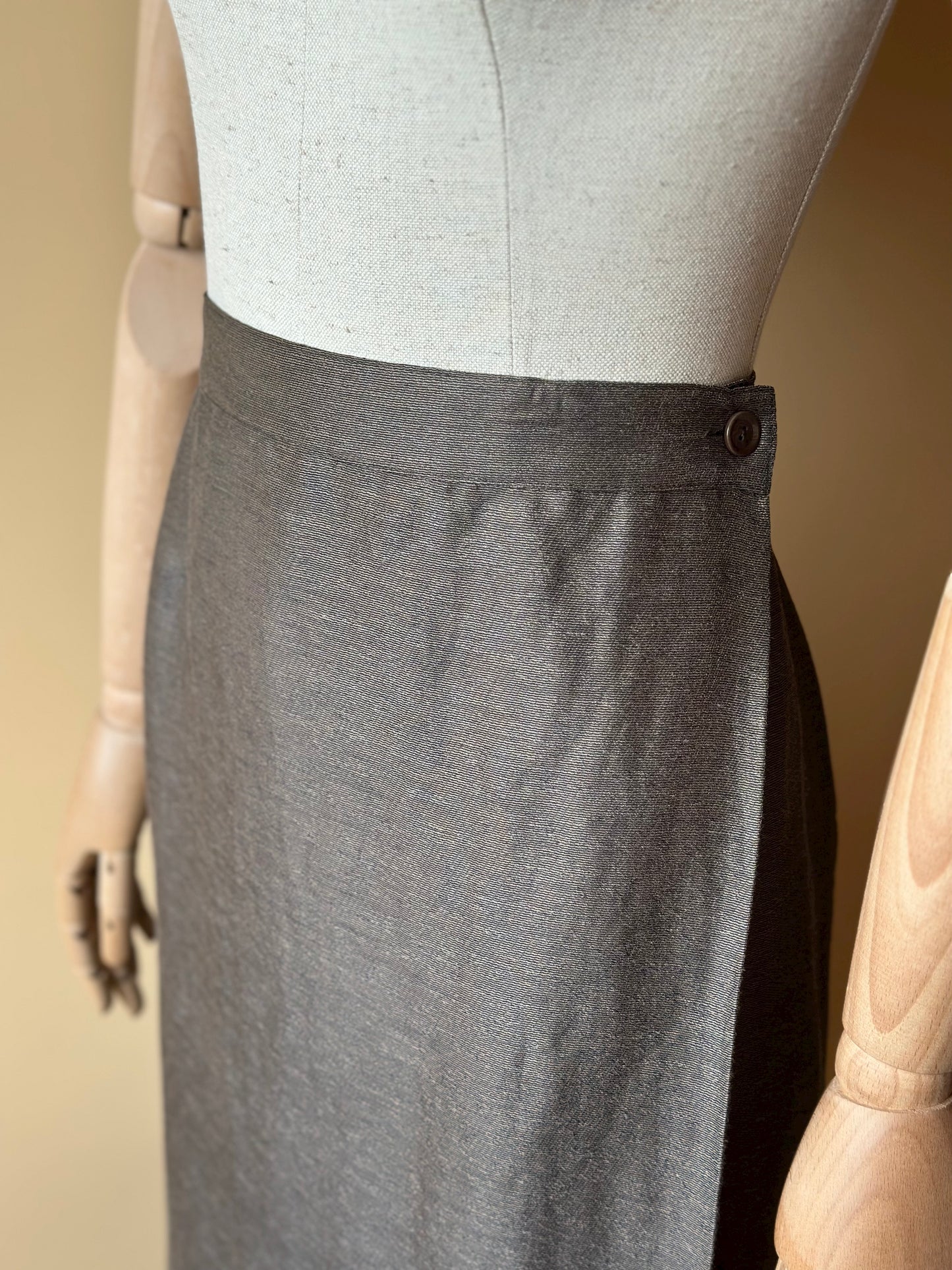 Vintage Thyme Green Linen Wrap-Up Skirt