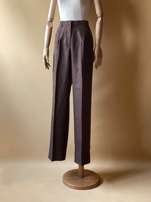 Vintage Max Mara Brown Linen Trousers