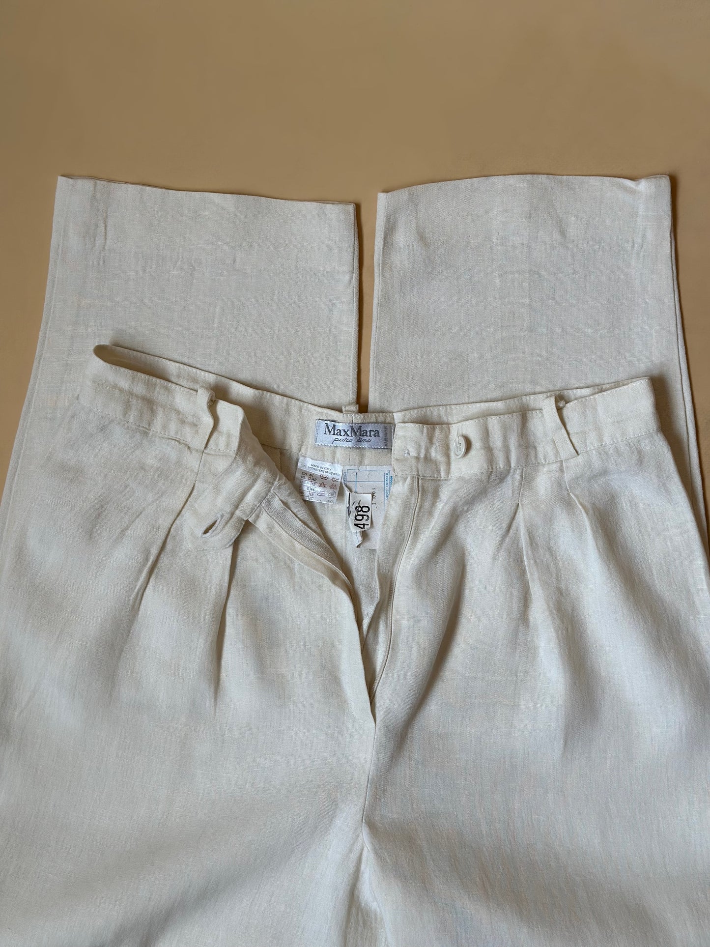 Vintage Max Mara Beige Linen Trousers
