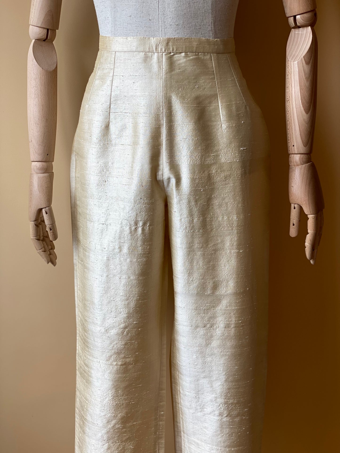 Vintage Pure Silk Ivory Trousers