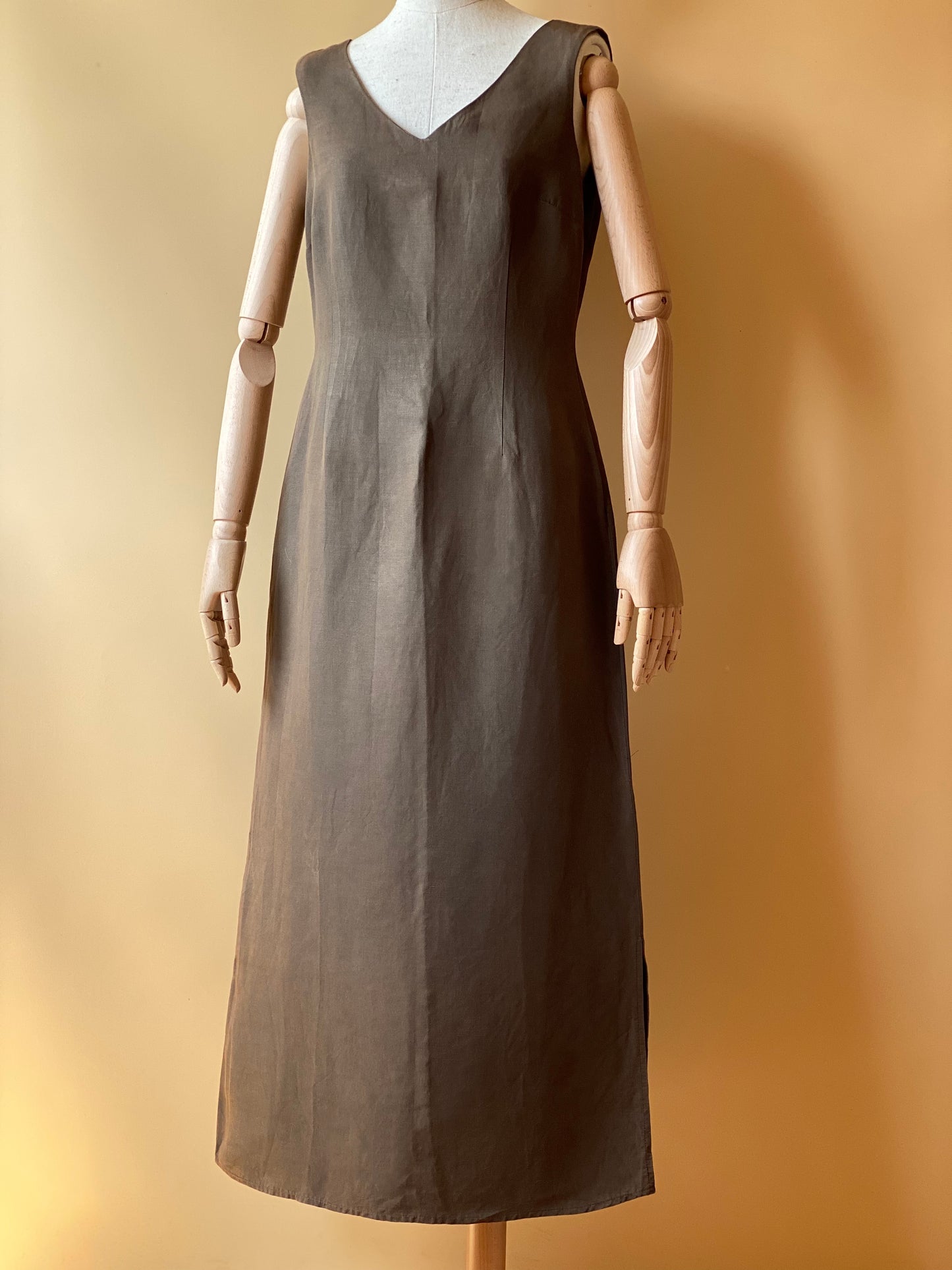 Vintage Chocolate Brown Linen Dress