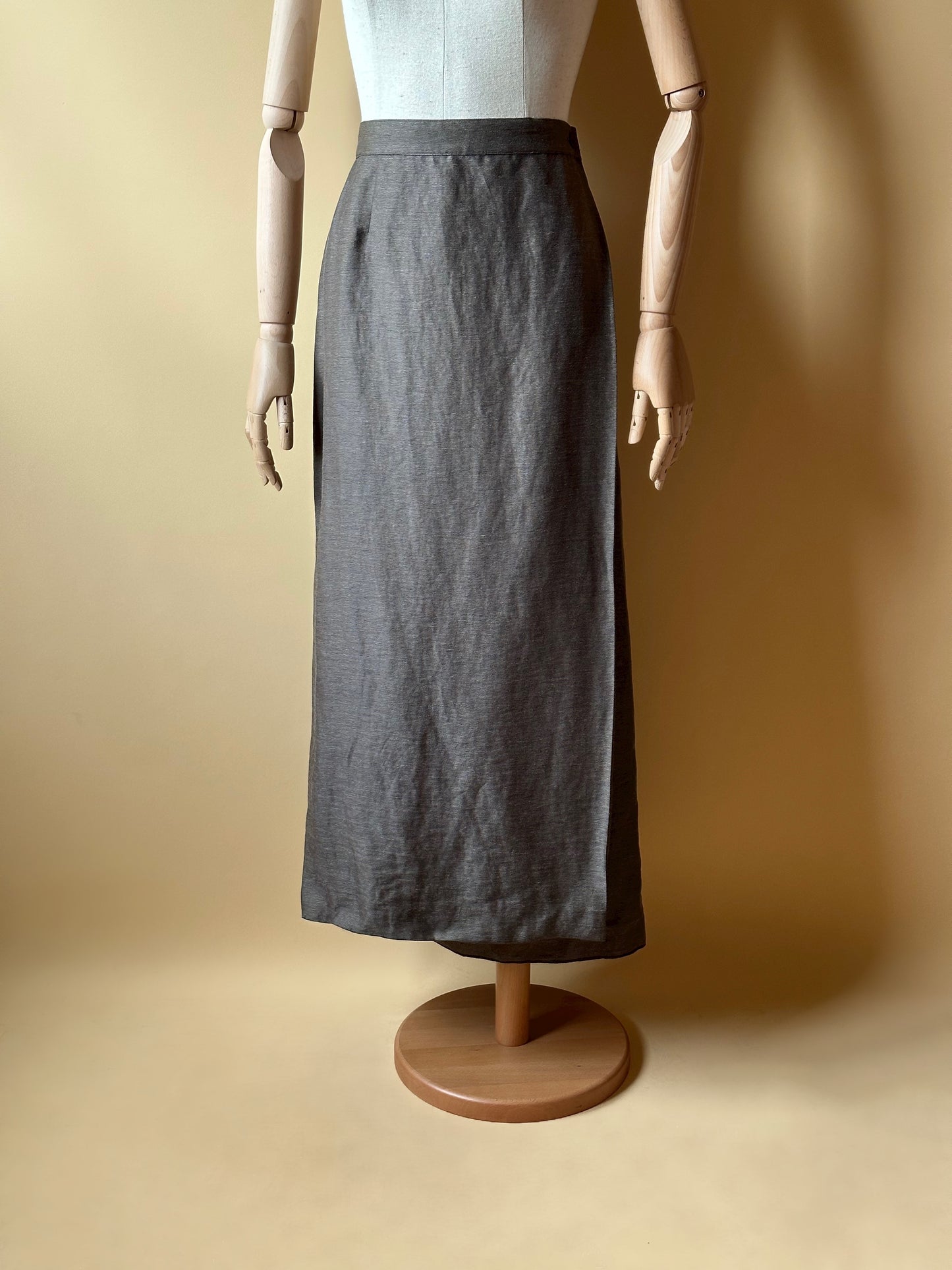 Vintage Thyme Green Linen Wrap-Up Skirt