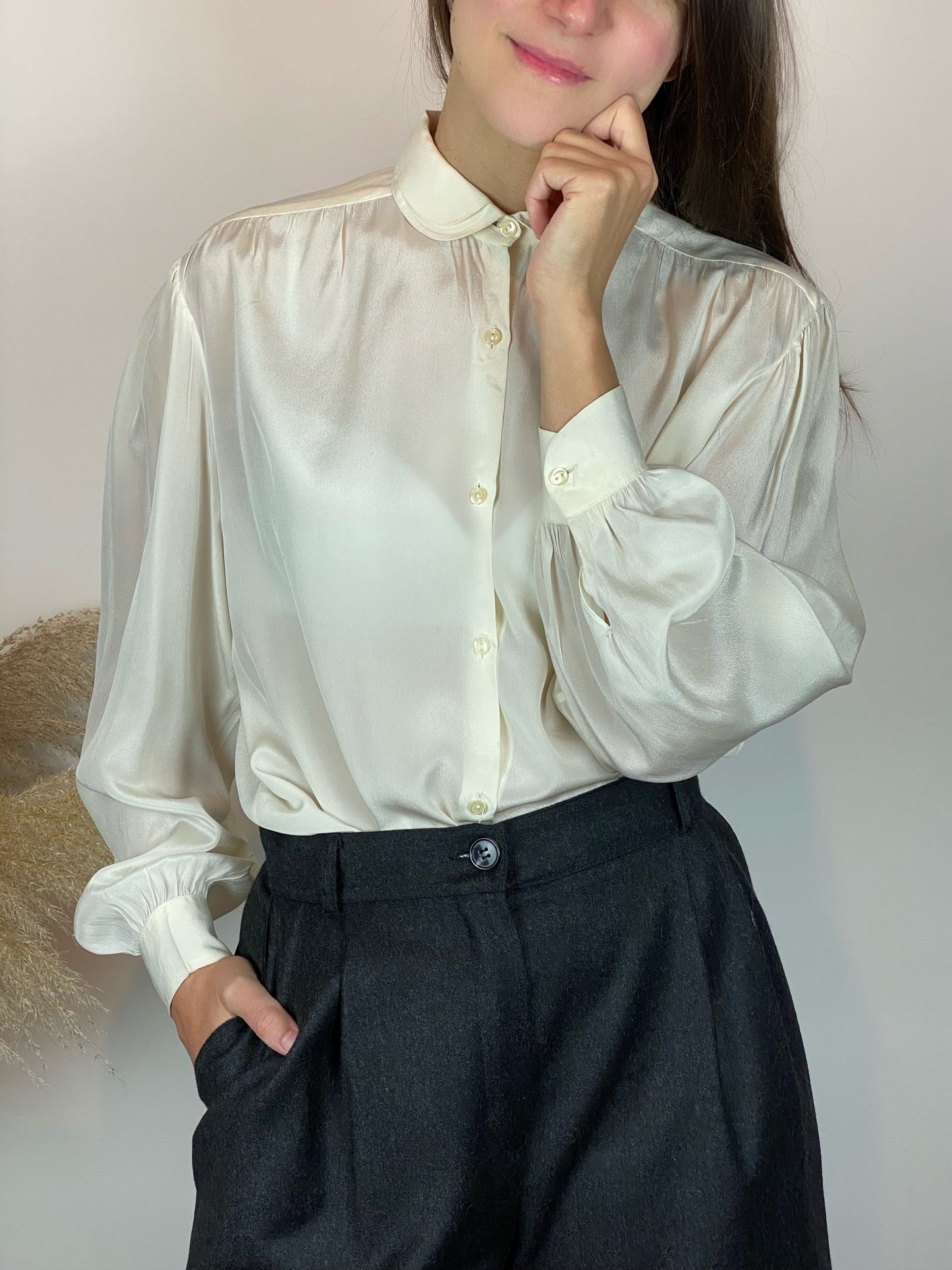 Puff Sleeves Ivory Blouse