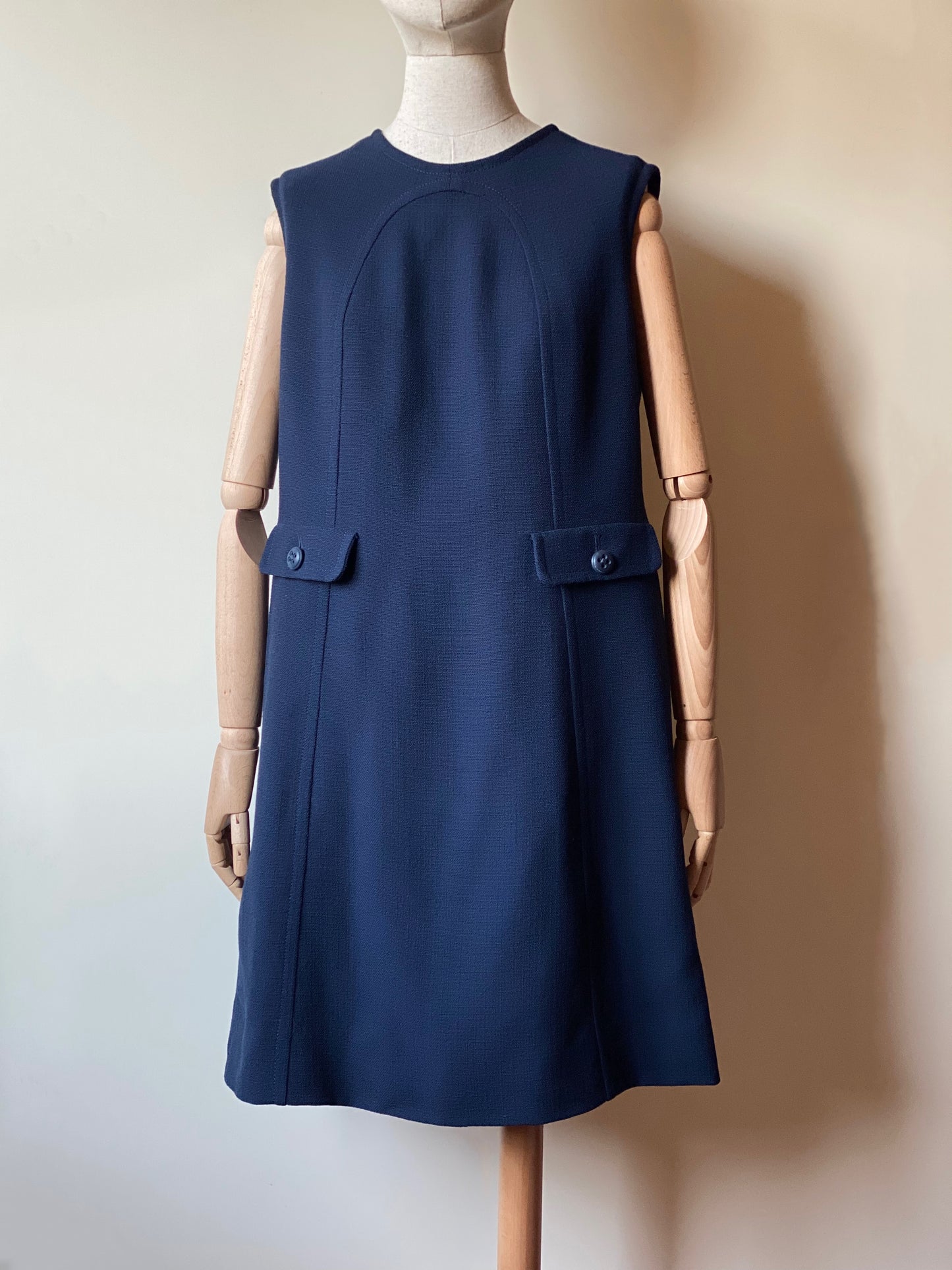 Vintage Dark Blue Sleeveless Dress