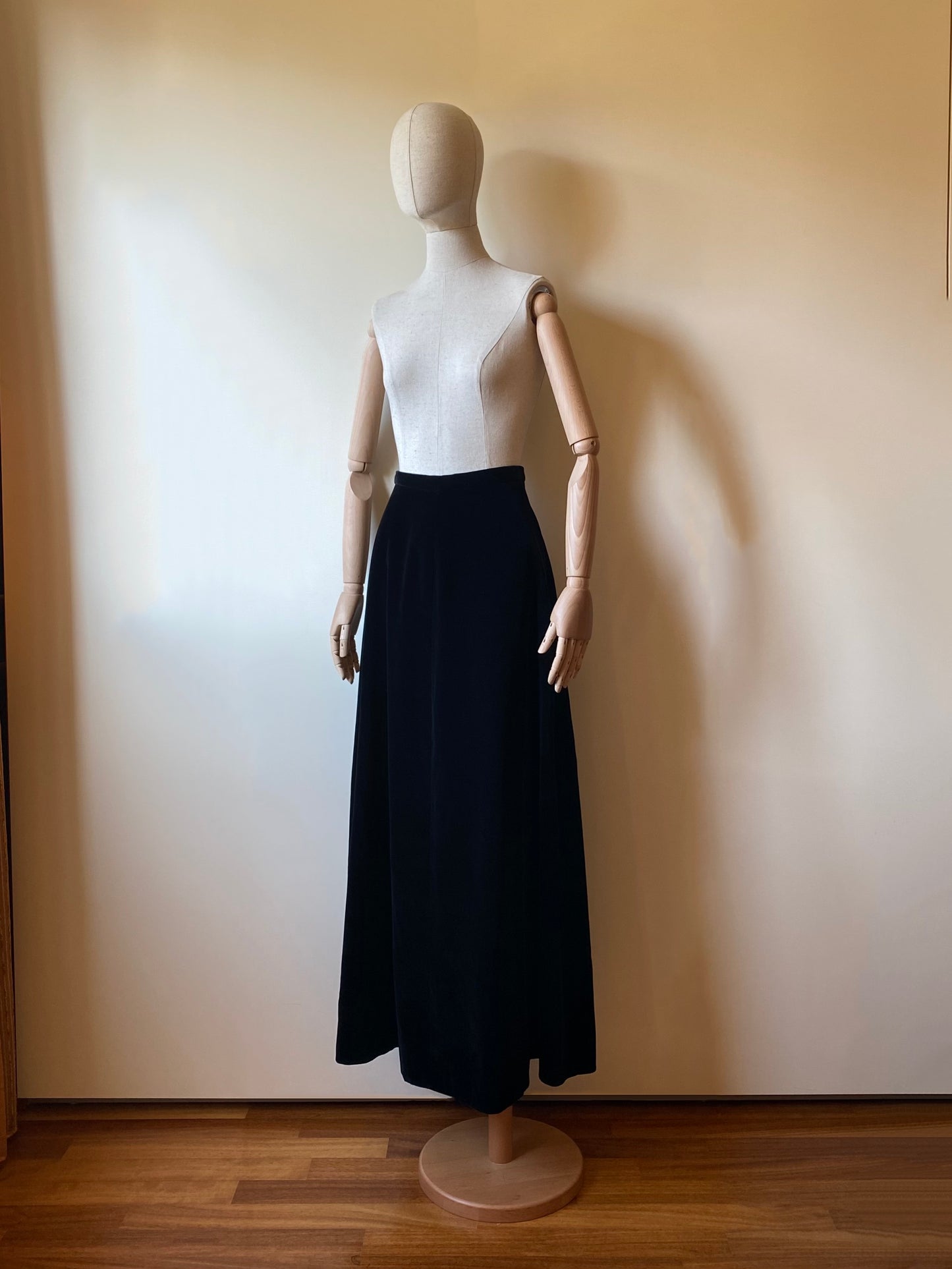 Vintage Handmade Long Black Velvet Skirt