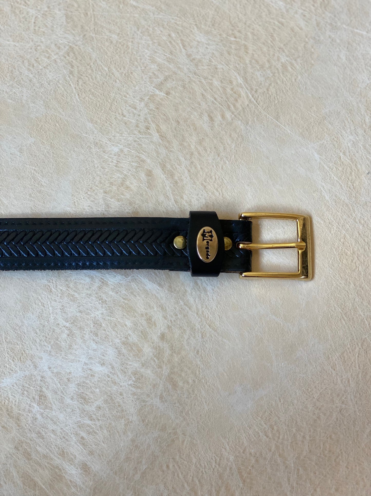 Vintage Black Braided Leather Belt