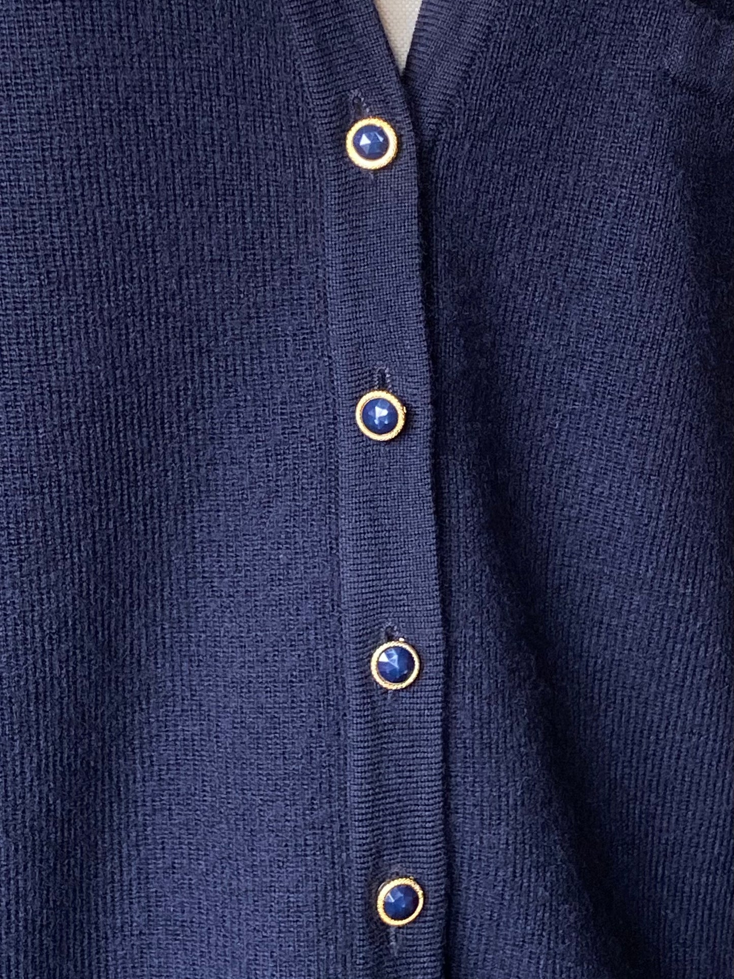 Vintage Pure Wool Blue Cardigan