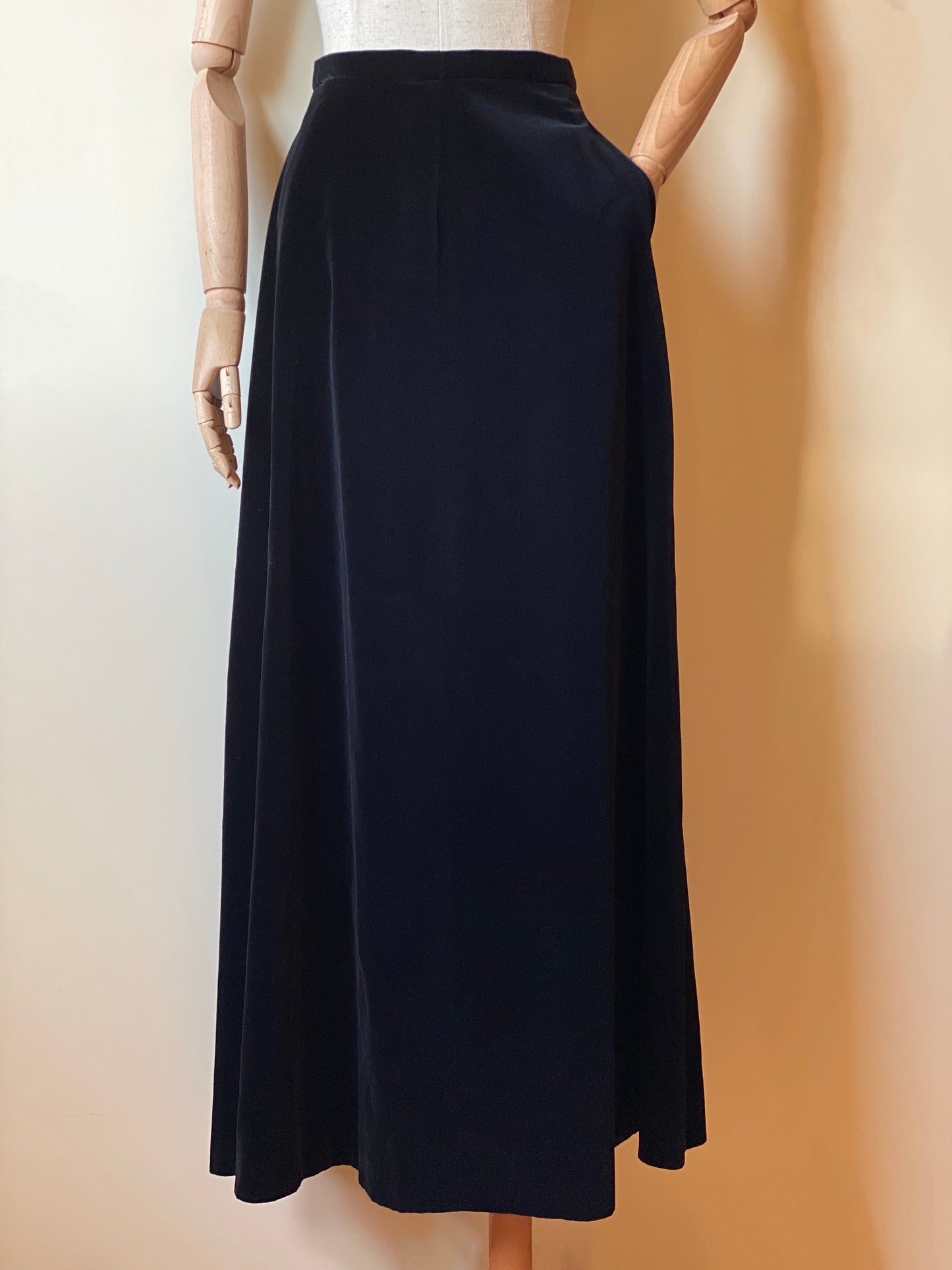 Vintage Handmade Long Black Velvet Skirt