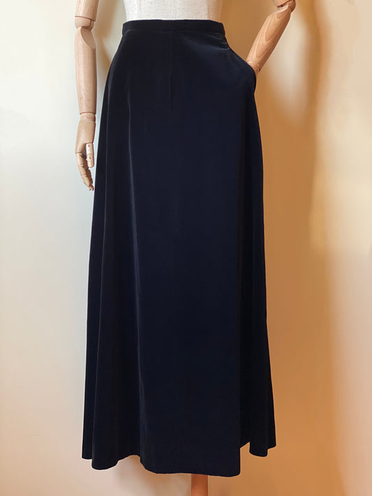 Vintage Handmade Long Black Velvet Skirt