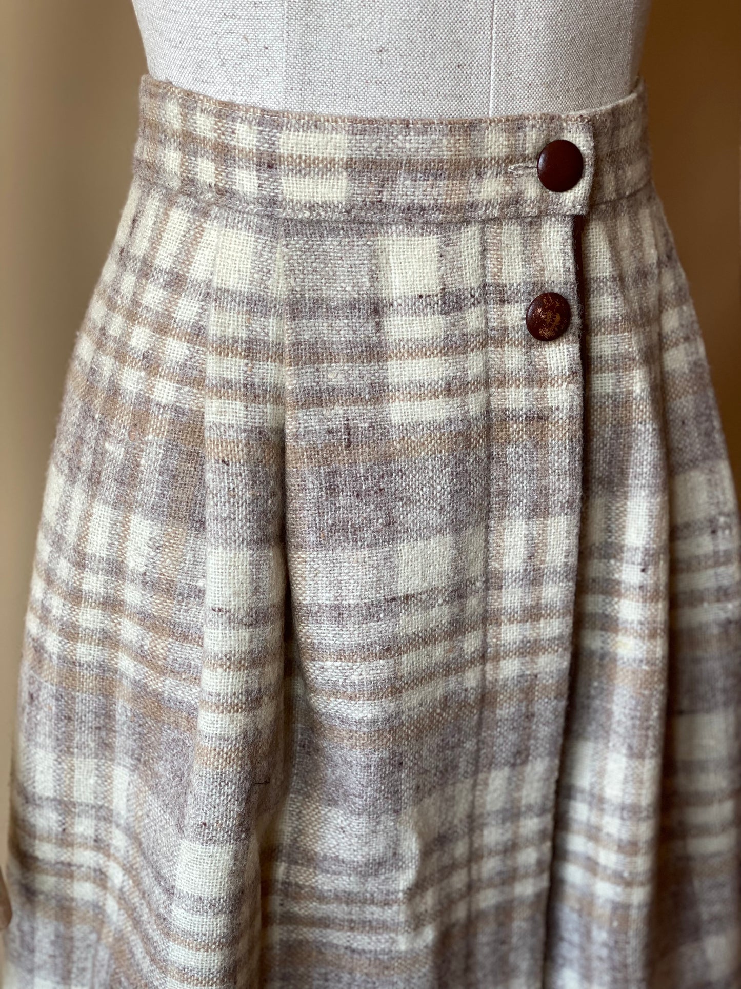 Vintage Checkered Midi Skirt