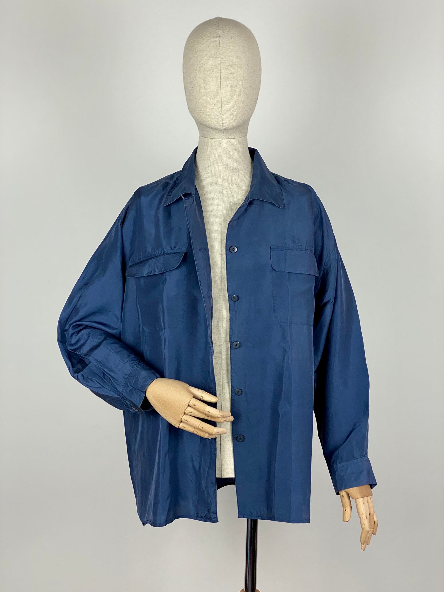 Vintage Blue Silk Shirt