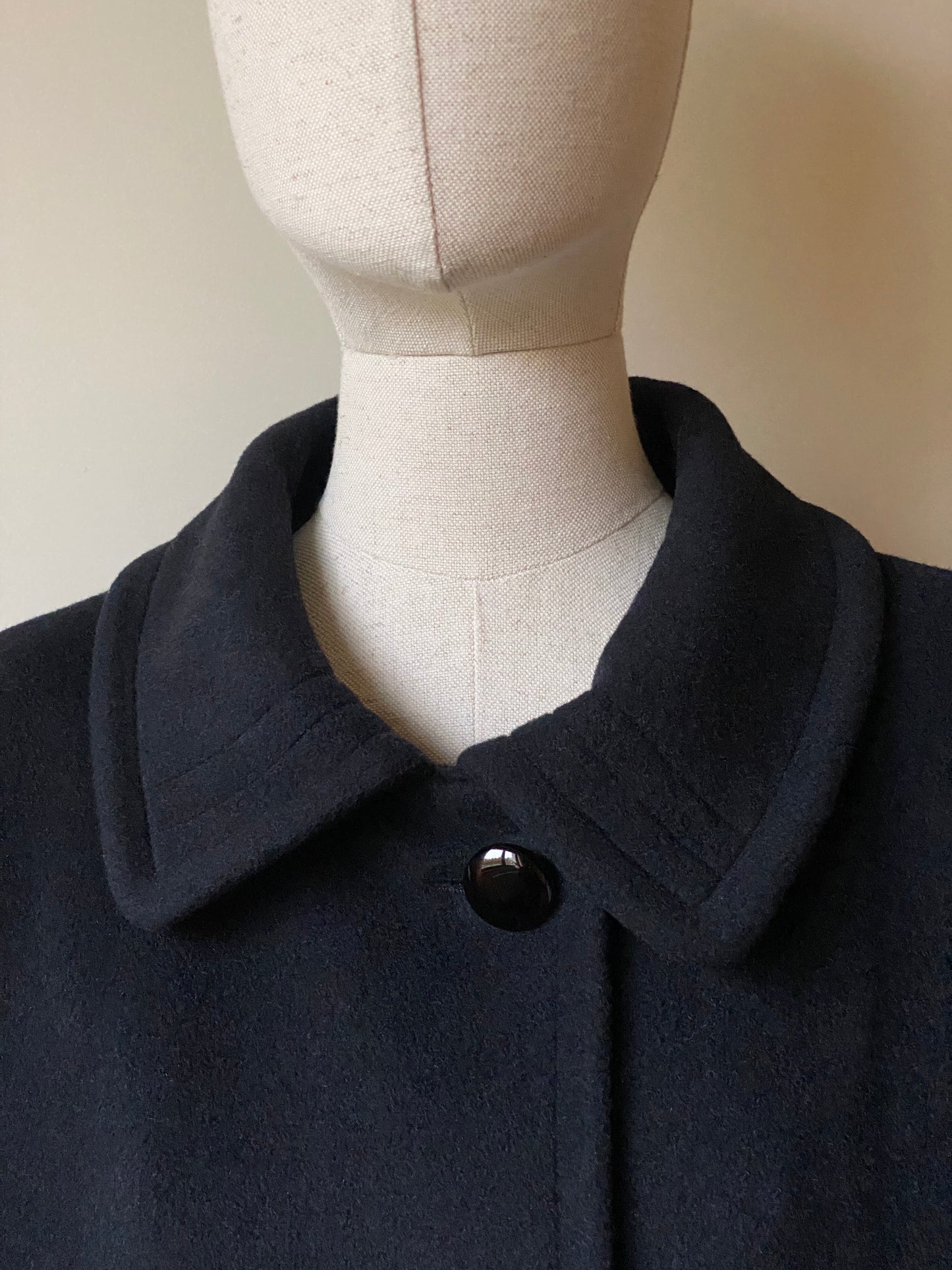 Vintage Wool and Mohair Black Coat With Fur Cuffs