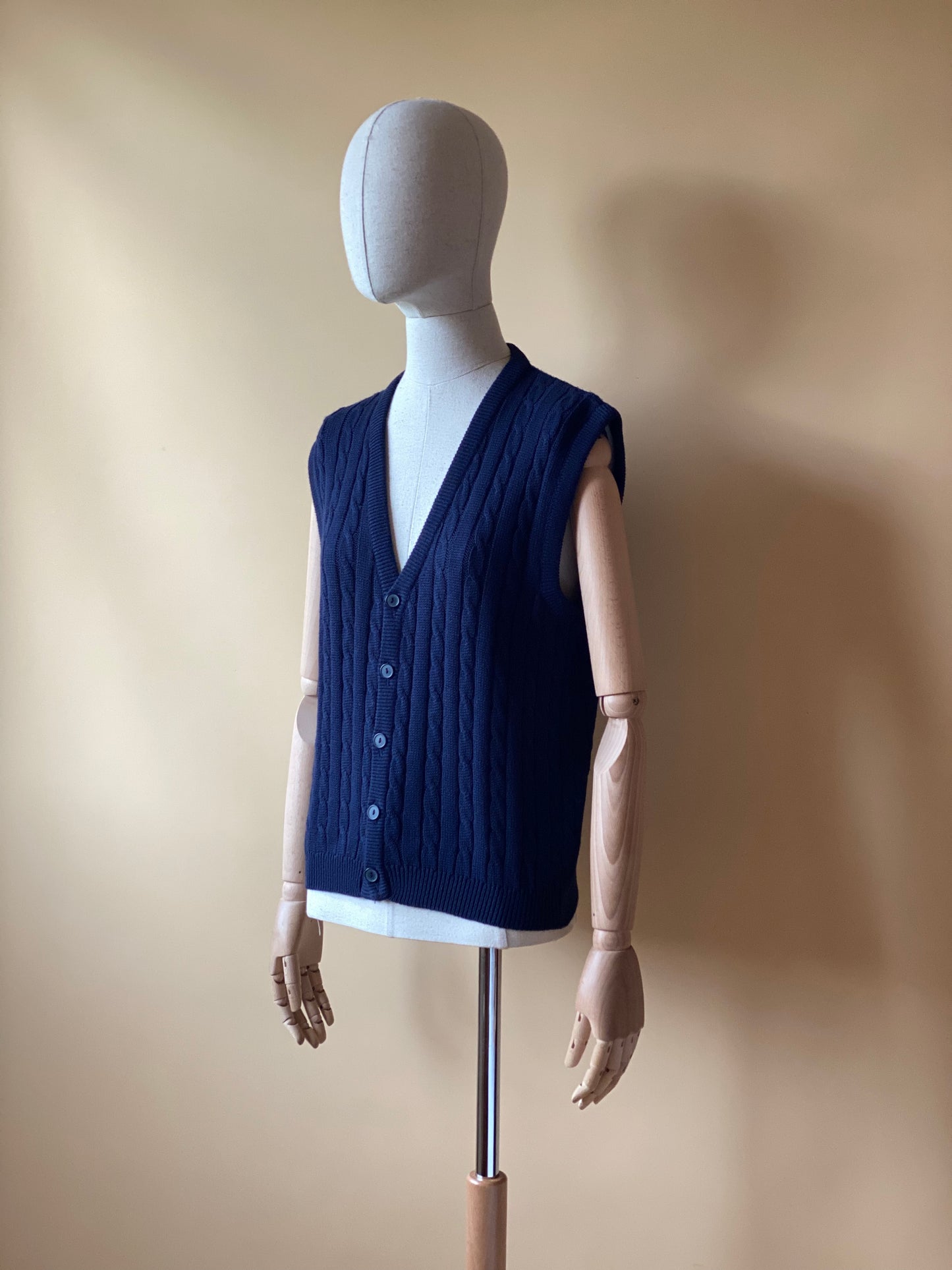 Vintage Cable Knit Blue Vest