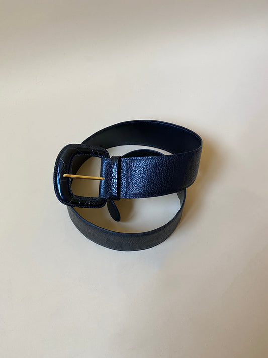 Vintage Black Leather Belt