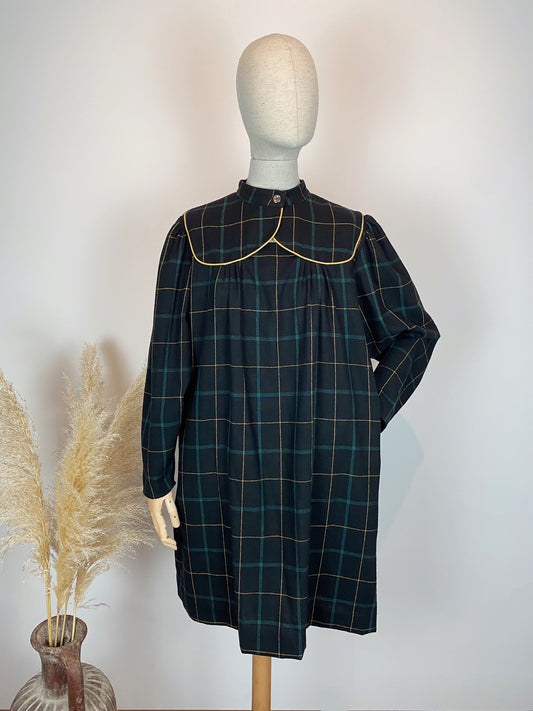 Maxi Collar Tartan Dress