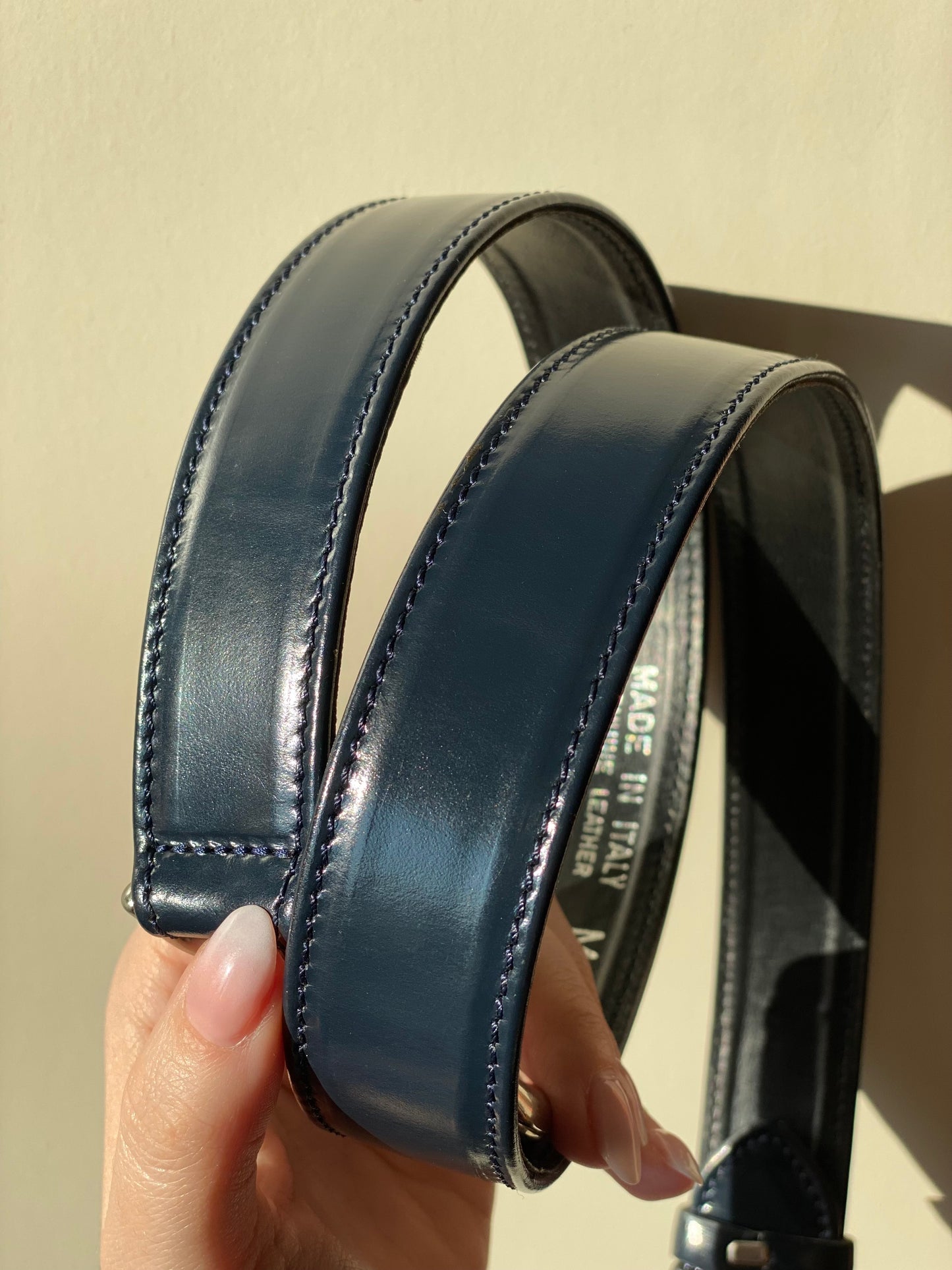 Vintage Blue Leather Belt