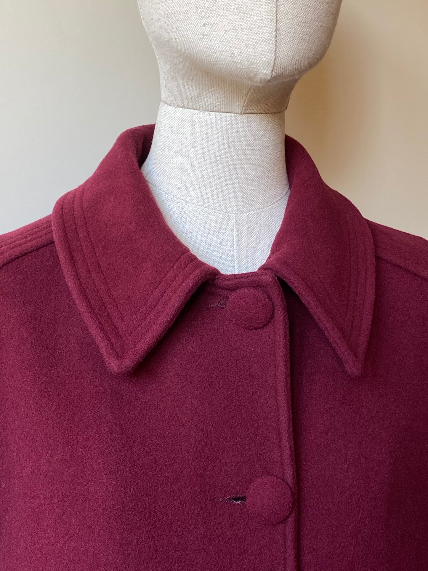 Vintage Burgundy Wool & Cashmere Coat