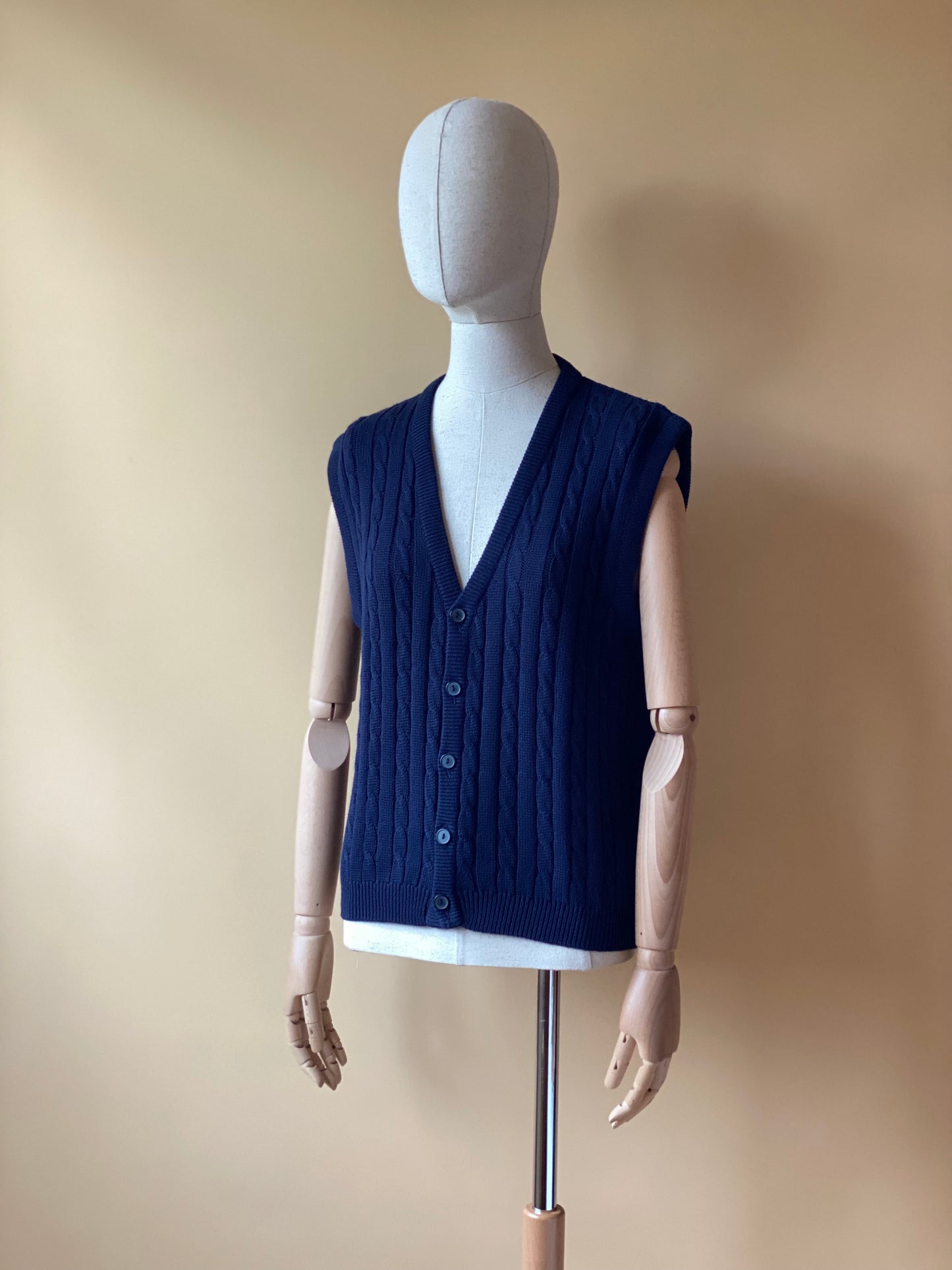Vintage Cable Knit Blue Vest