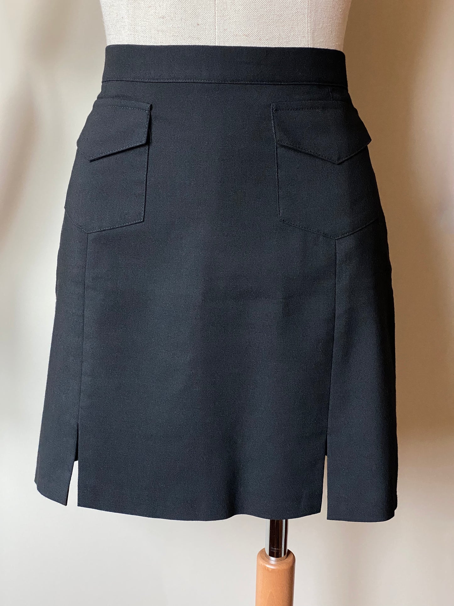 Vintage Black Woolen Mini Skirt