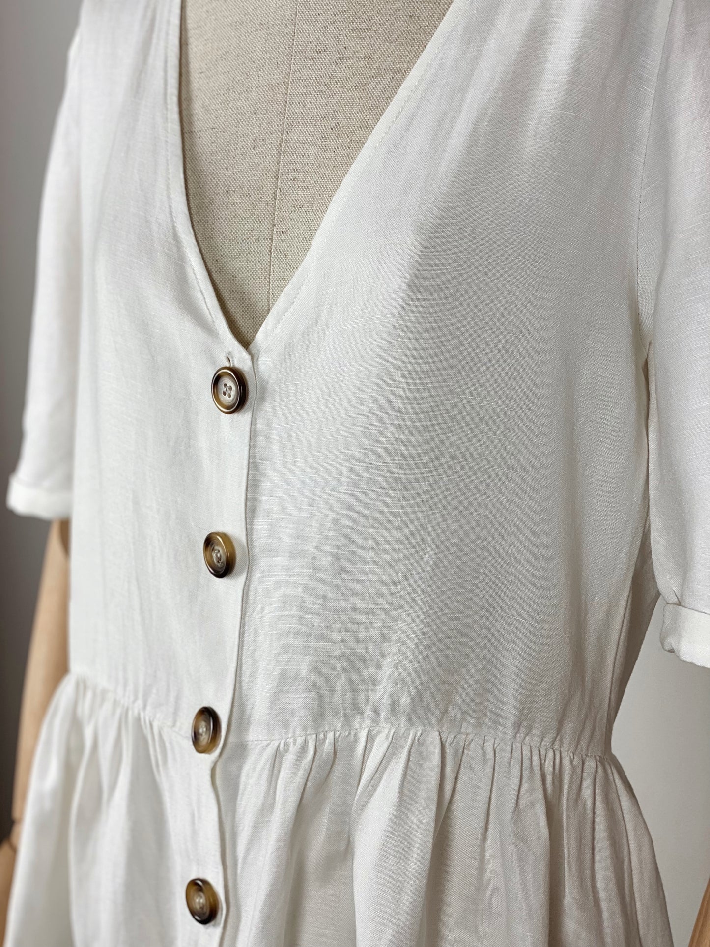 Vintage Long White Linen Dress