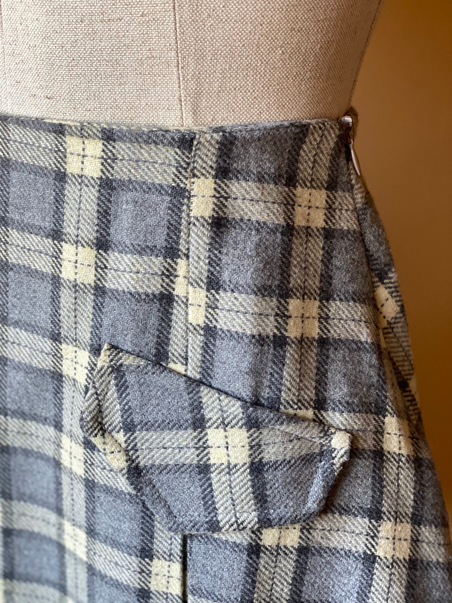 Vintage Checkered Paneled Mini Skirt