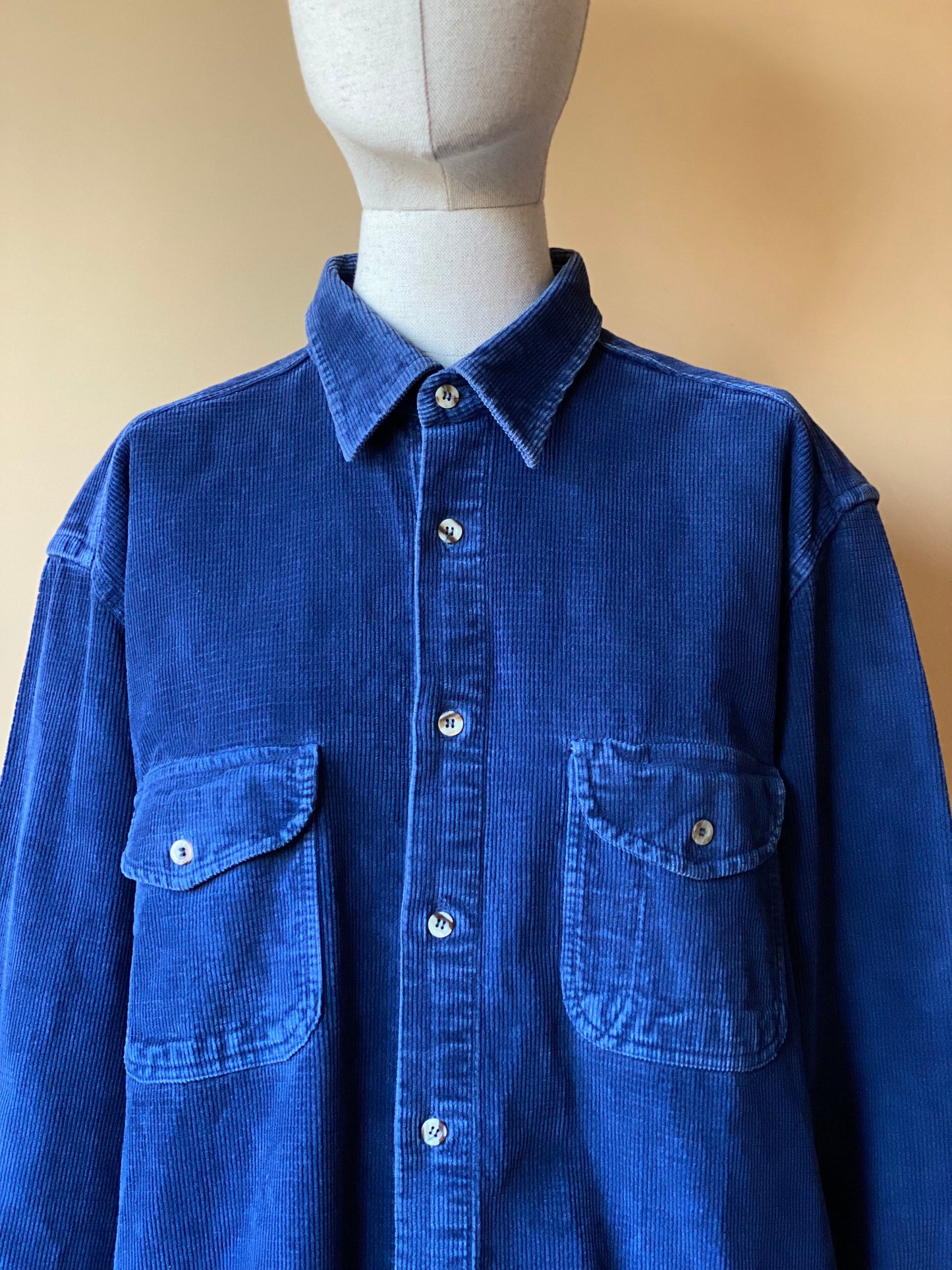 Vintage Blue Corduroy Oversized Shirt