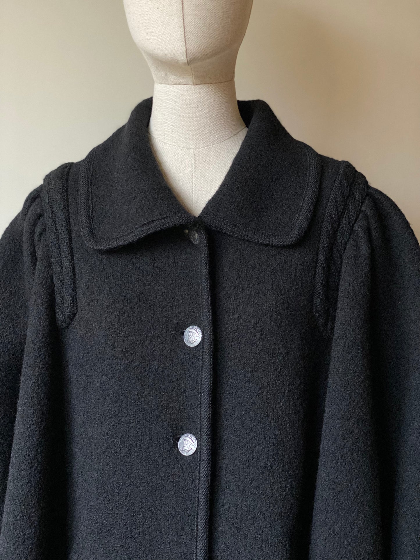 Vintage Black Woolen Cape