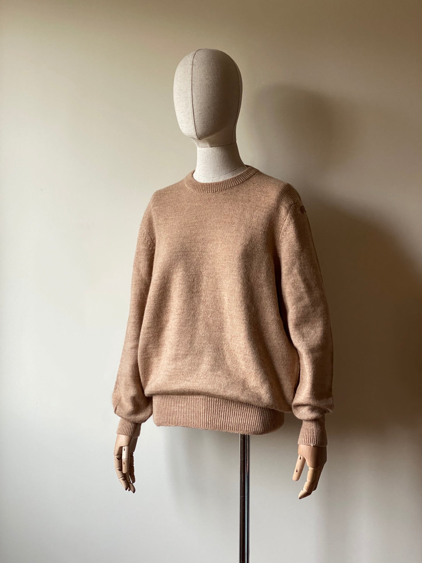 Vintage Beige Round-Neck Sweater