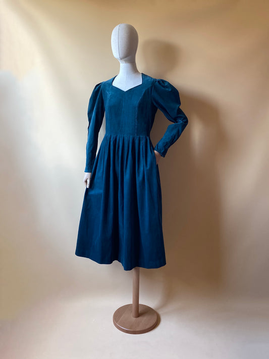Vintage Laura Ashley Green Corduroy Dress