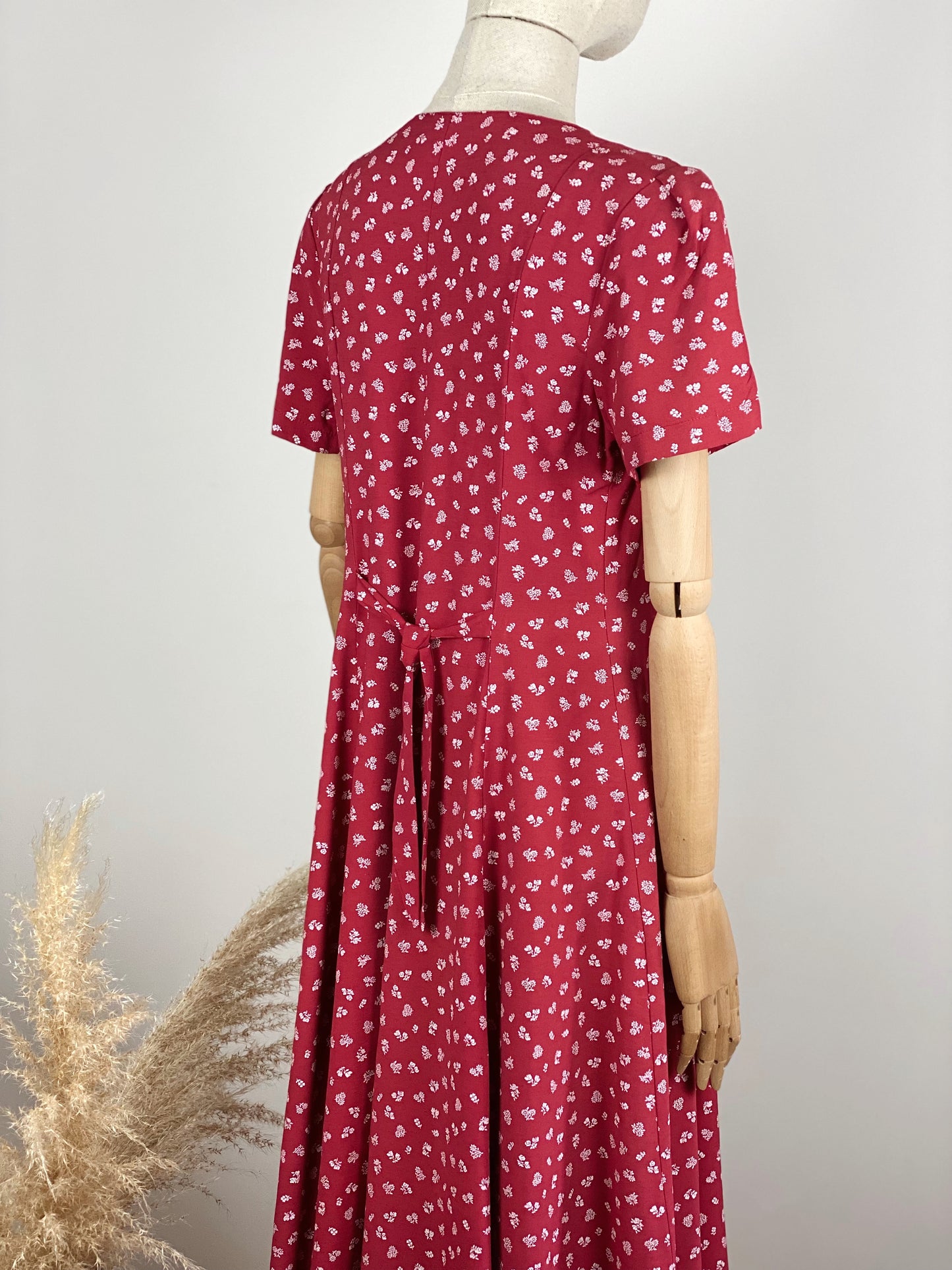 Vintage Long Red Floral Dress