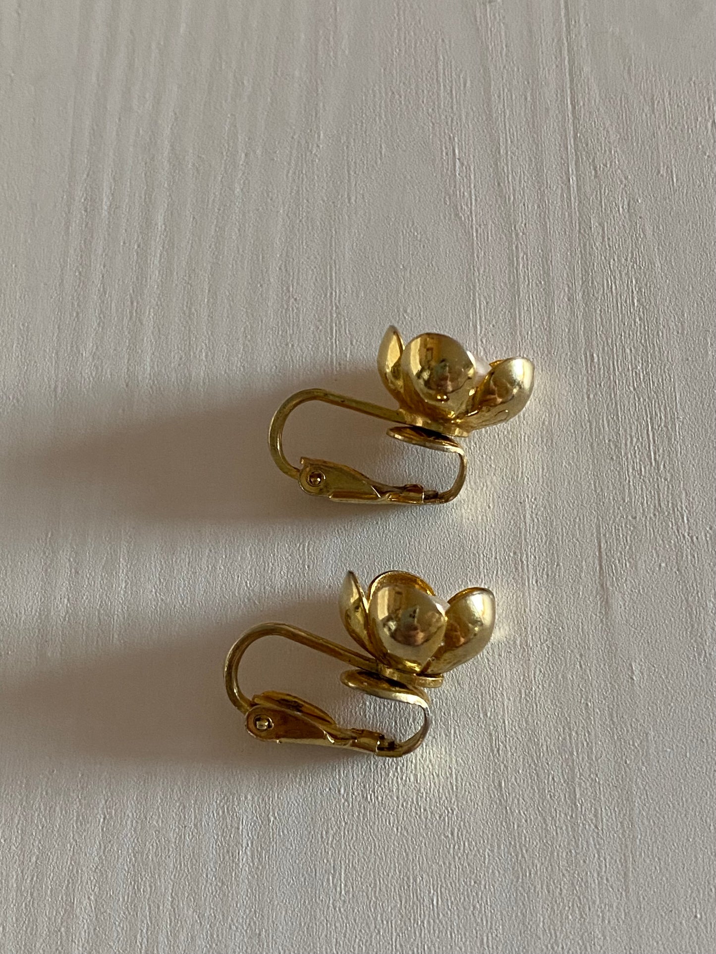 Vintage Flower and Pearl Clip-On Earrings