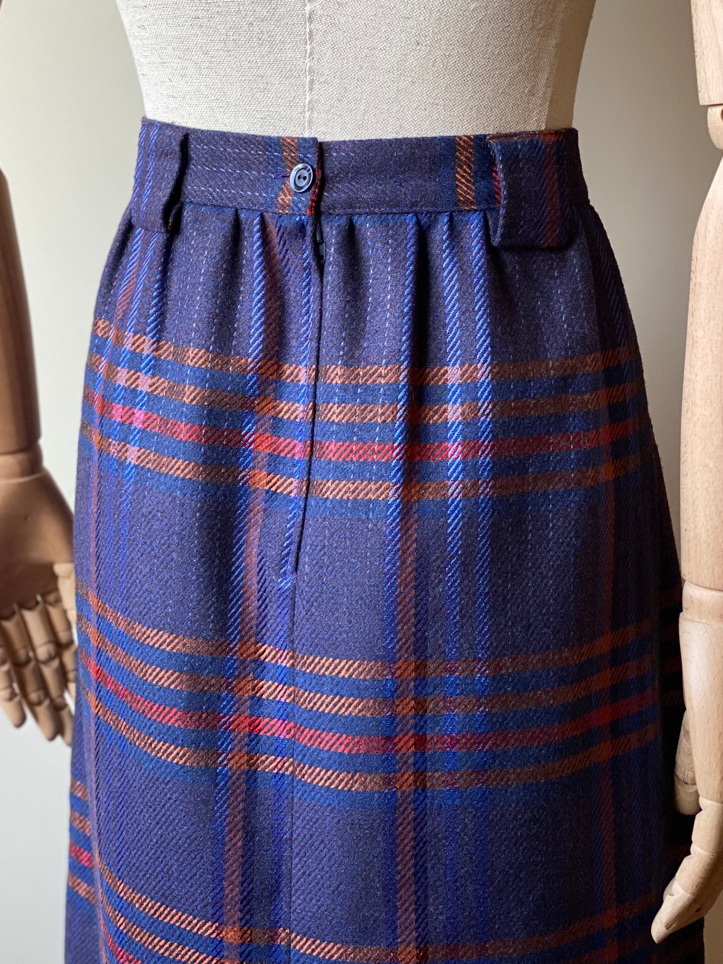 Vintage Purple Tartan Midi Skirt