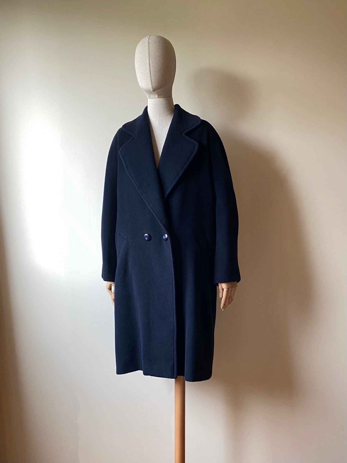 Wool and Cashmere Midnight Blue Coat