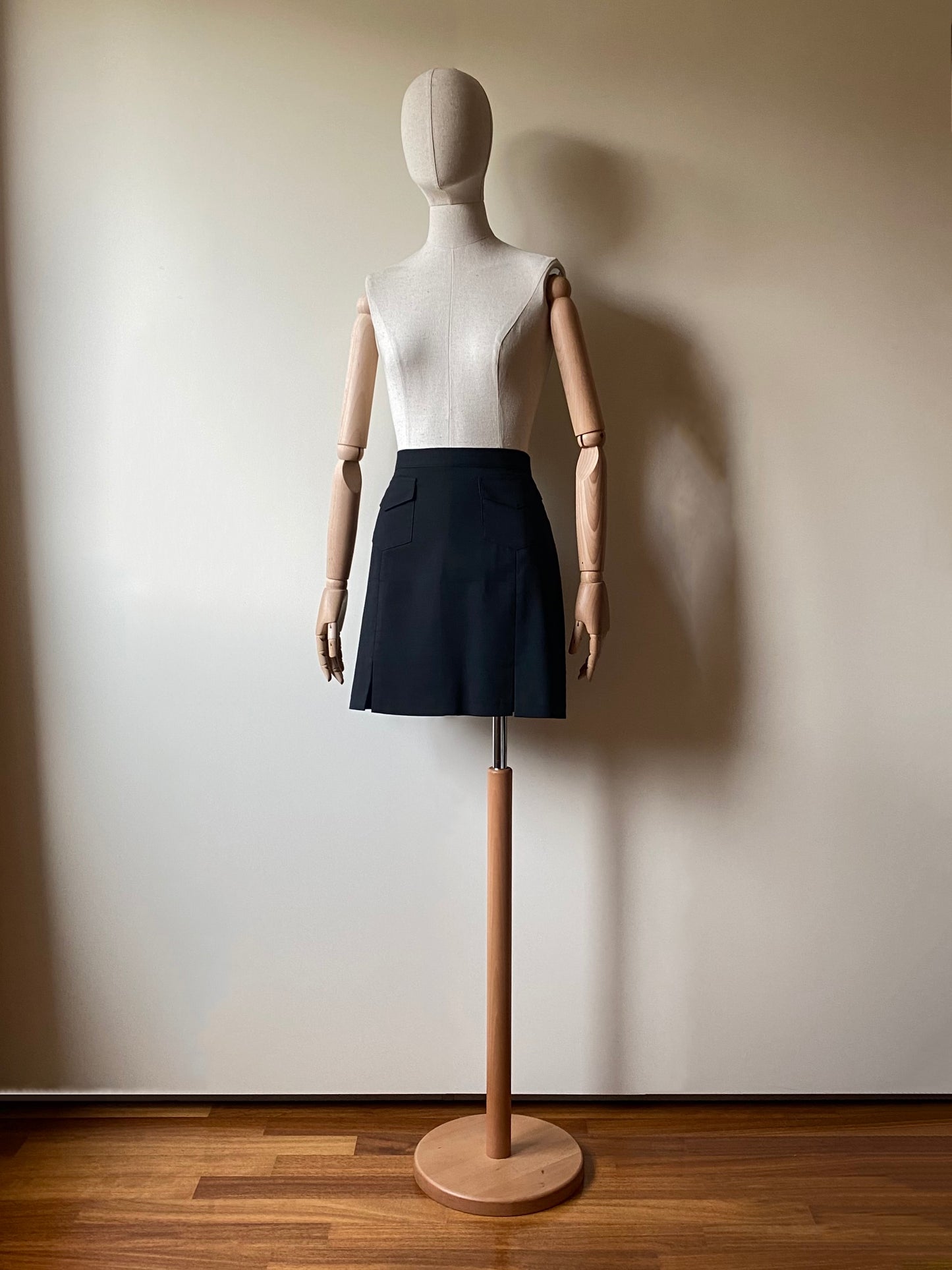 Vintage Black Woolen Mini Skirt