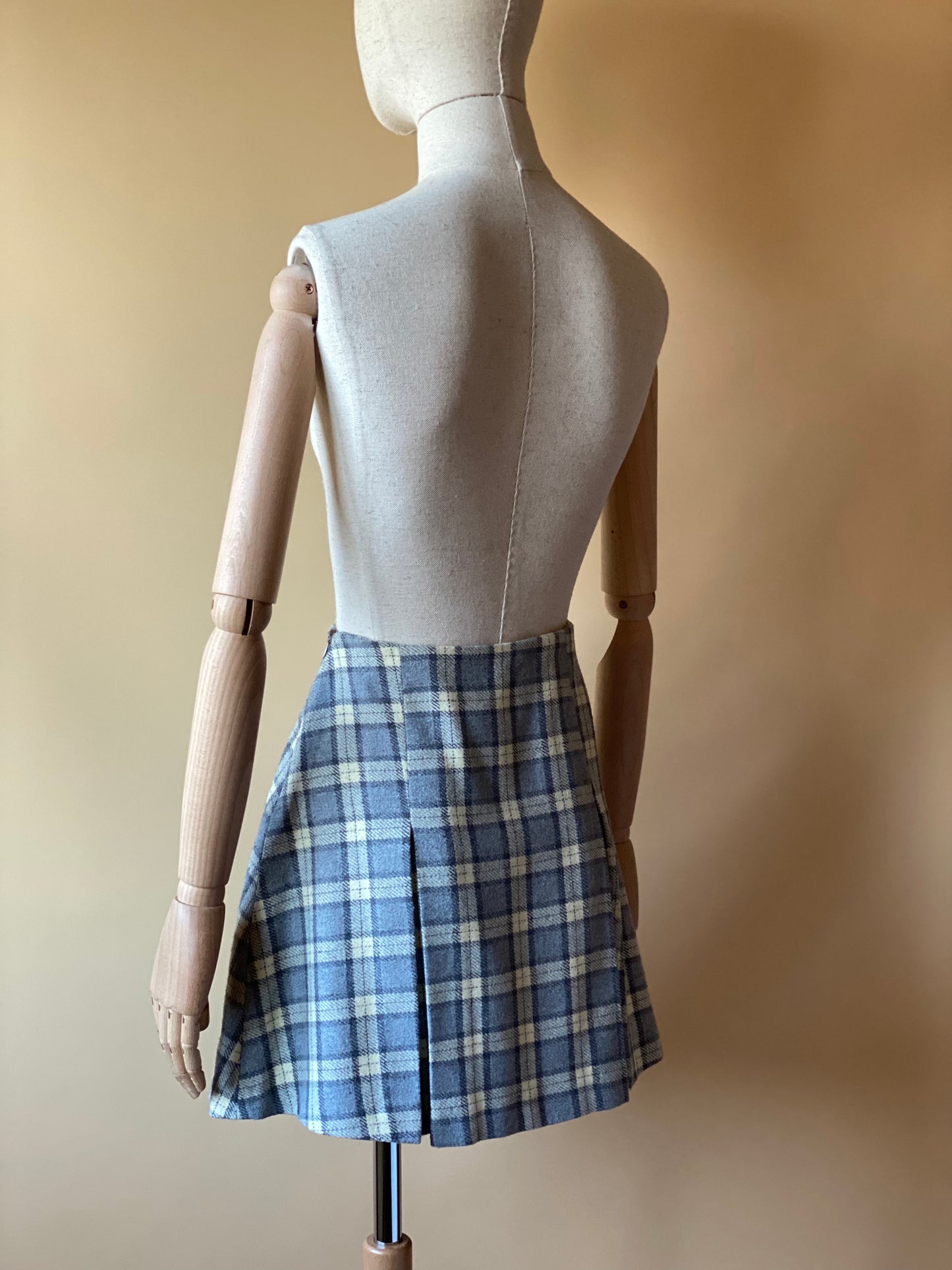 Vintage Checkered Paneled Mini Skirt