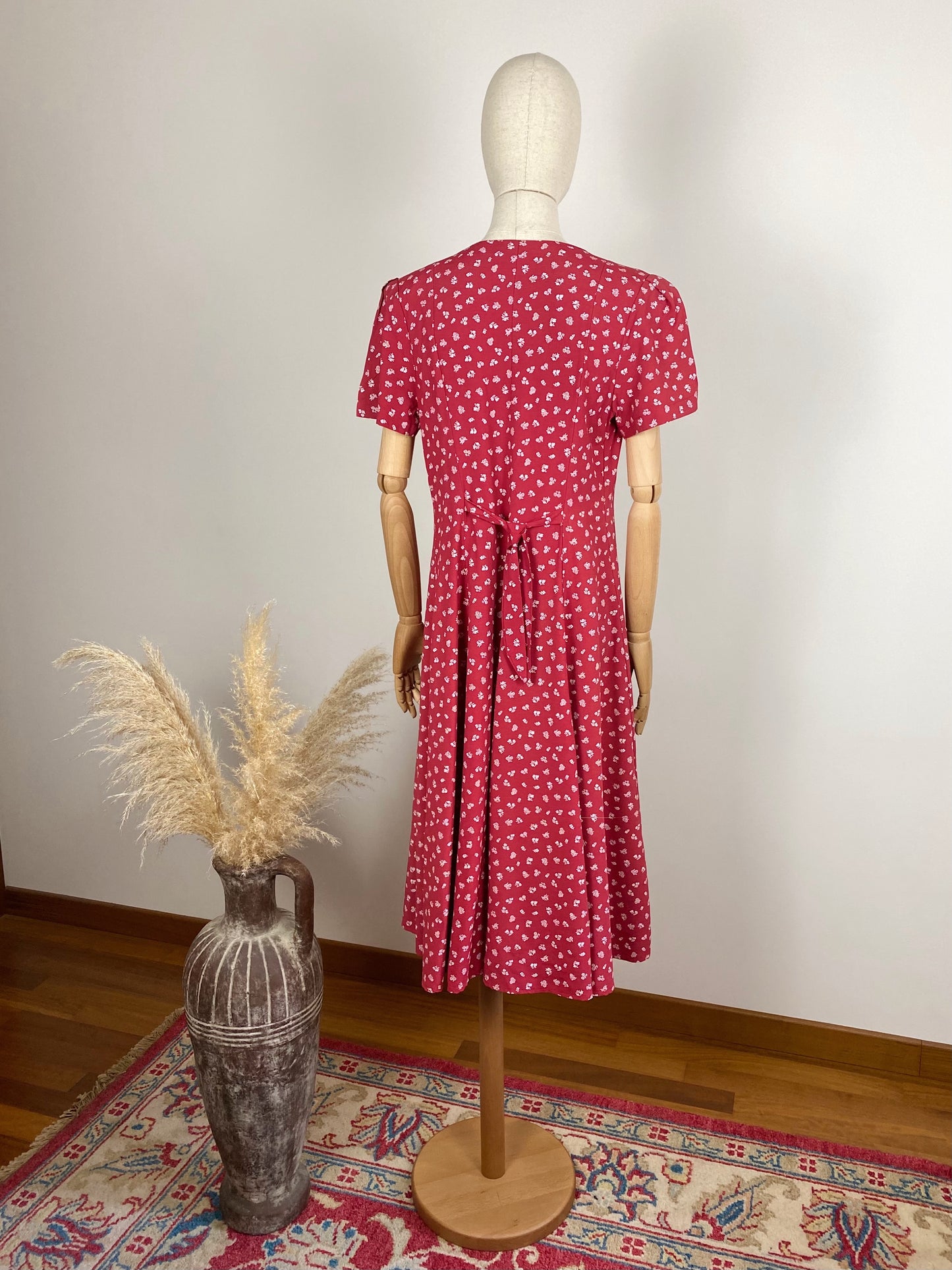Vintage Long Red Floral Dress