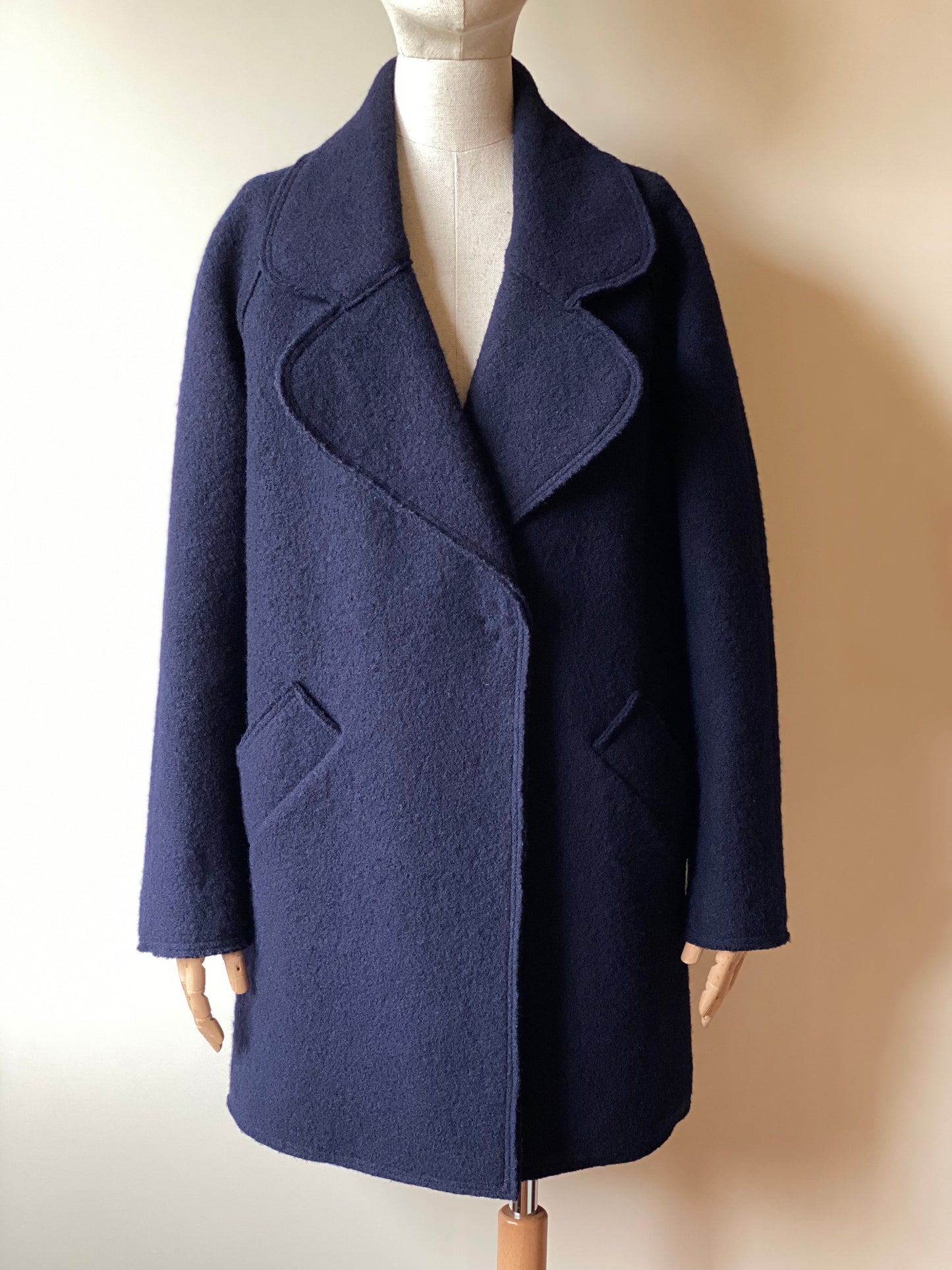 Dark Blue Woolen Short Coat