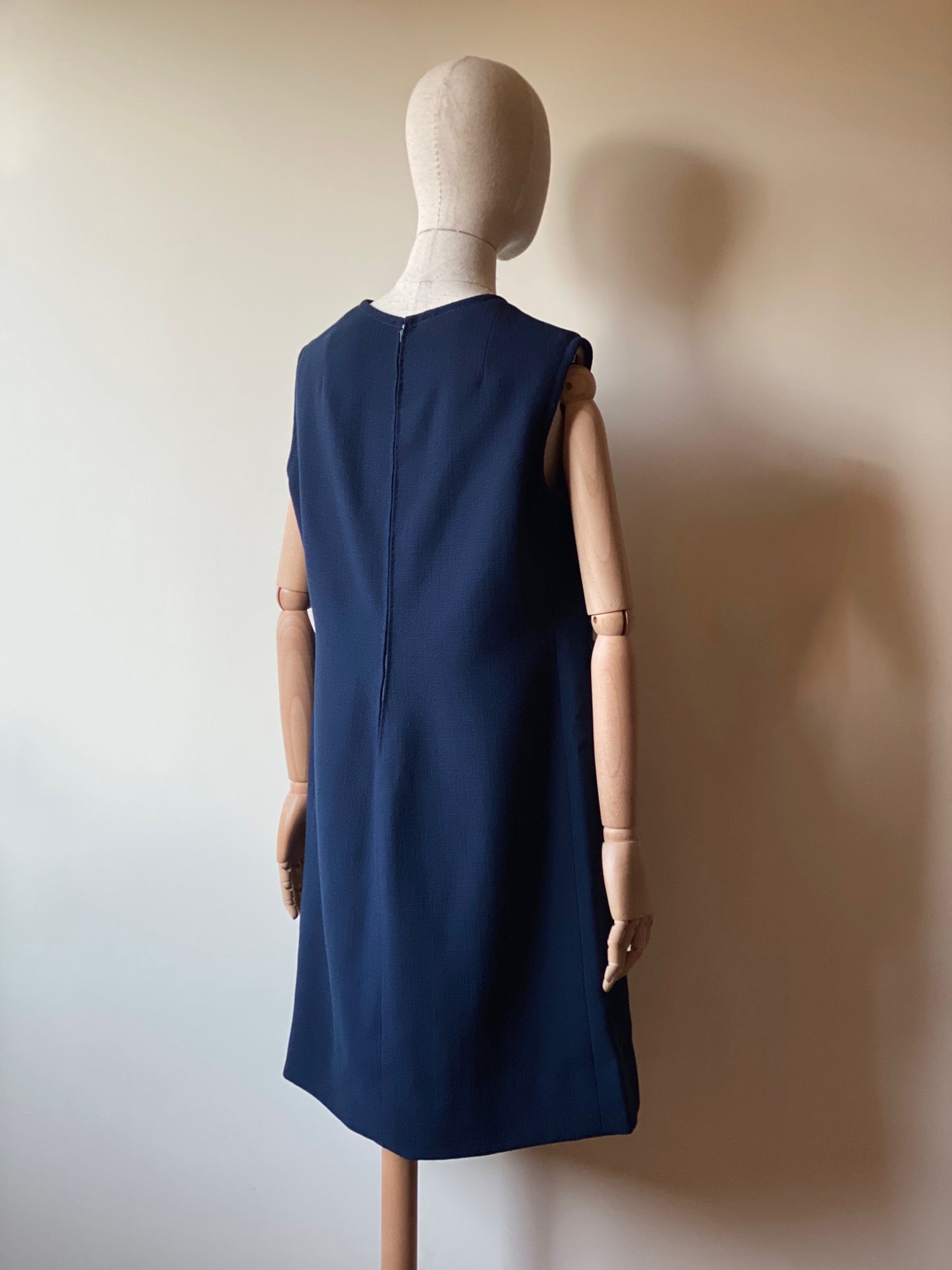 Vintage Dark Blue Sleeveless Dress