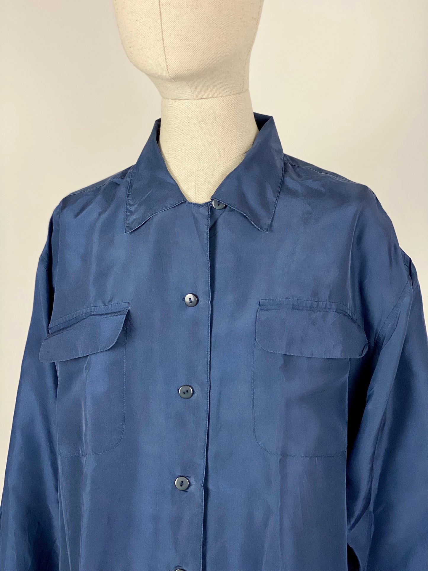 Vintage Blue Silk Shirt