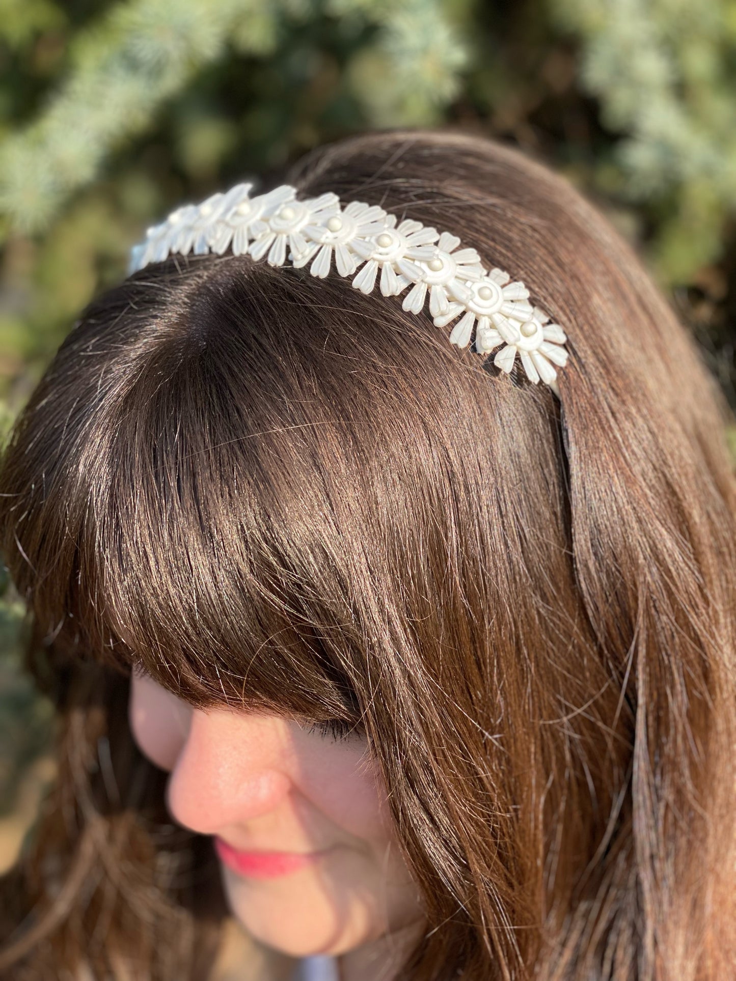 Original '70s White Floral Headband