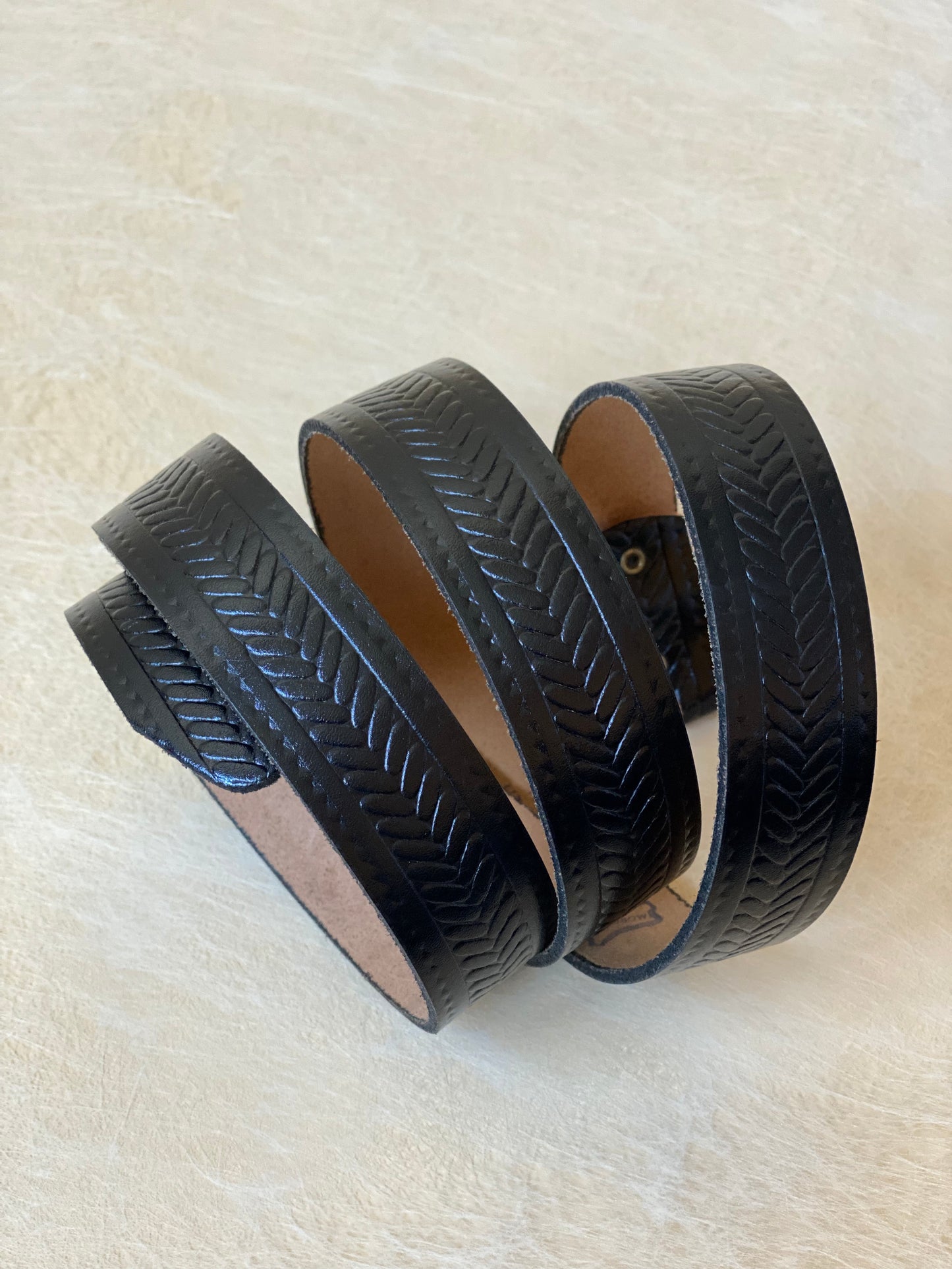 Vintage Black Braided Leather Belt