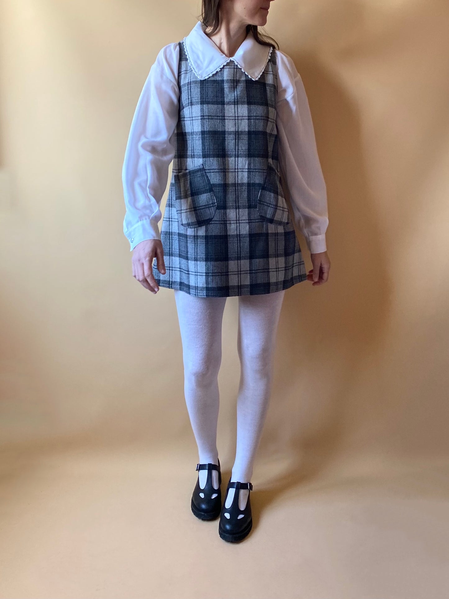 Vintage Tartan Woolen Mini Dress